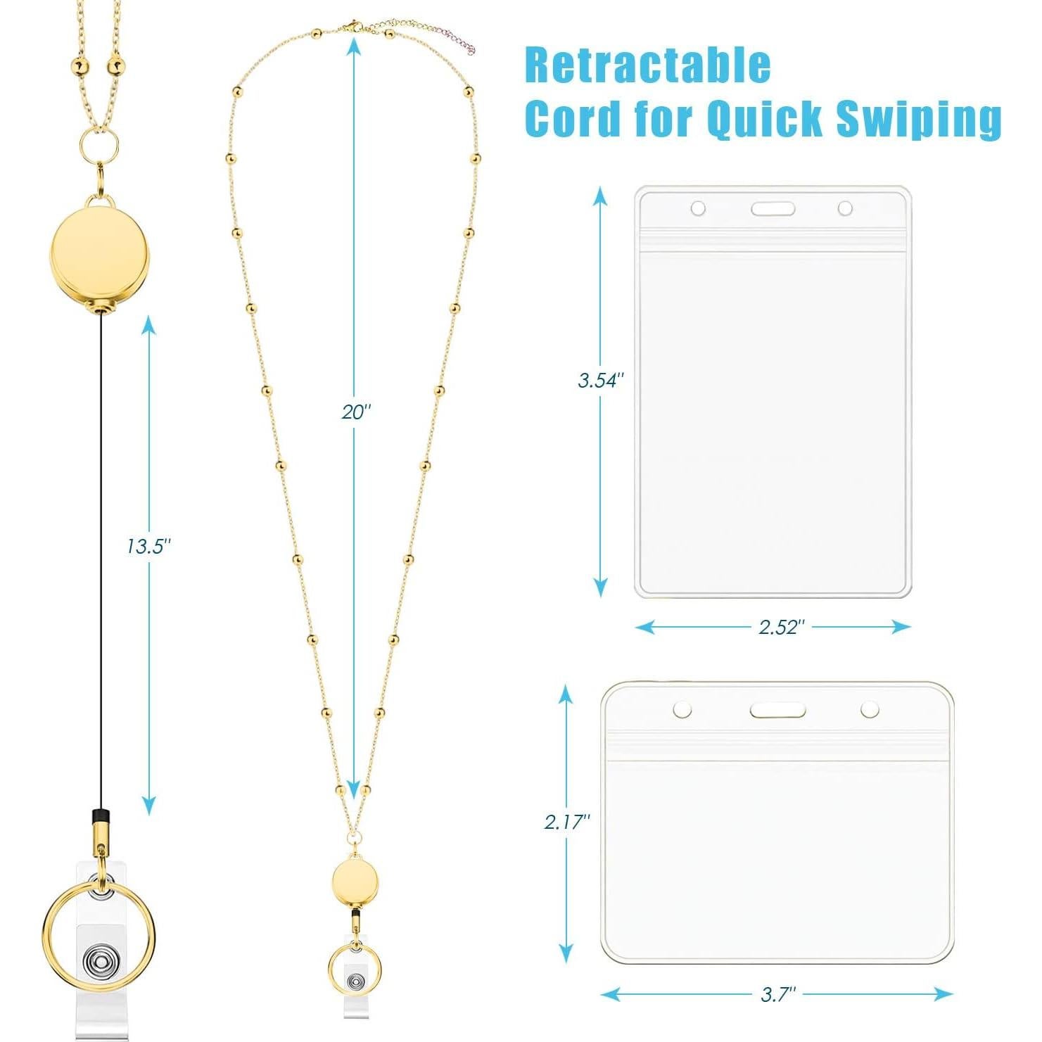 Cinta identificadora retráctil Vzrflee con 2 soportes oro