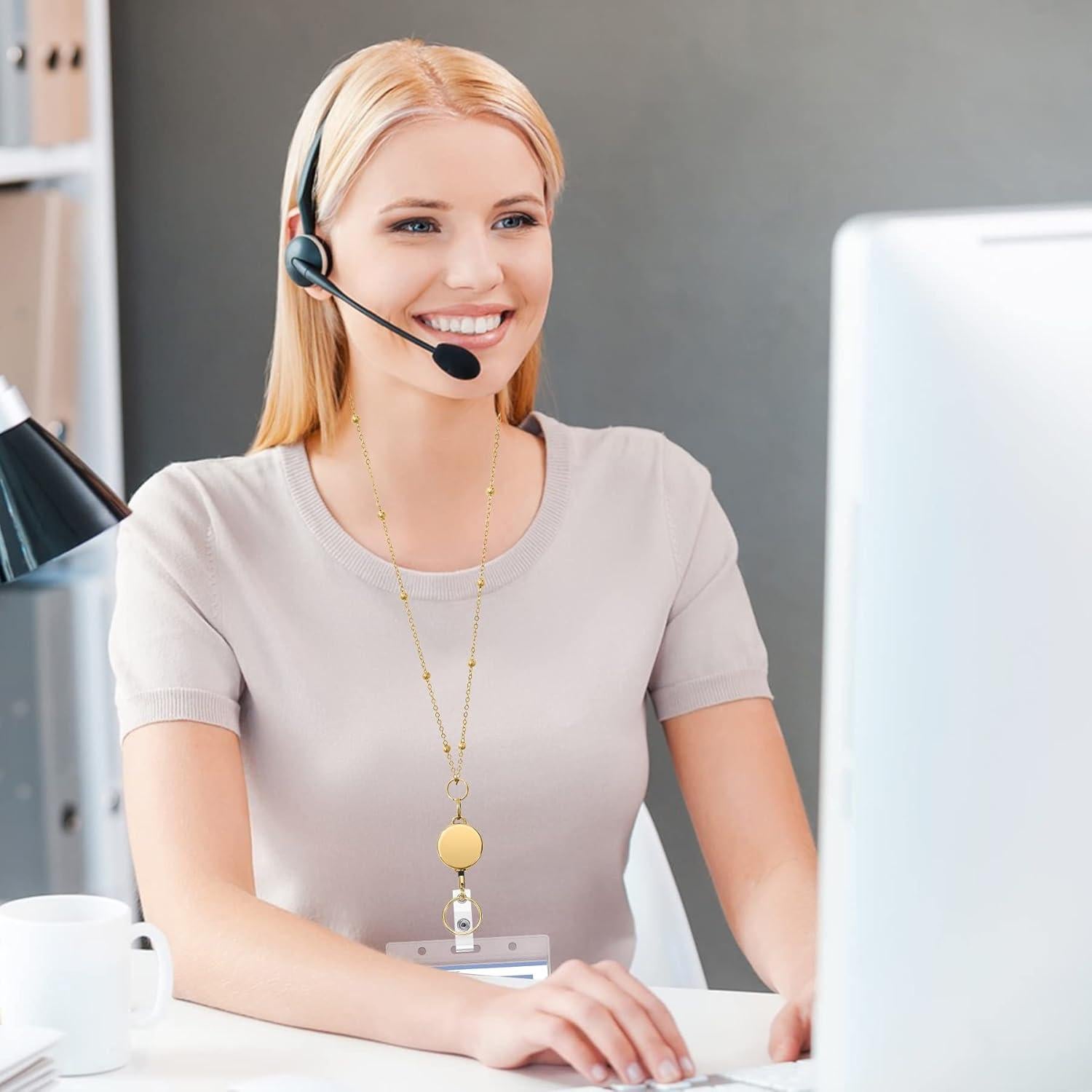 Cinta identificadora retráctil Vzrflee con 2 soportes oro