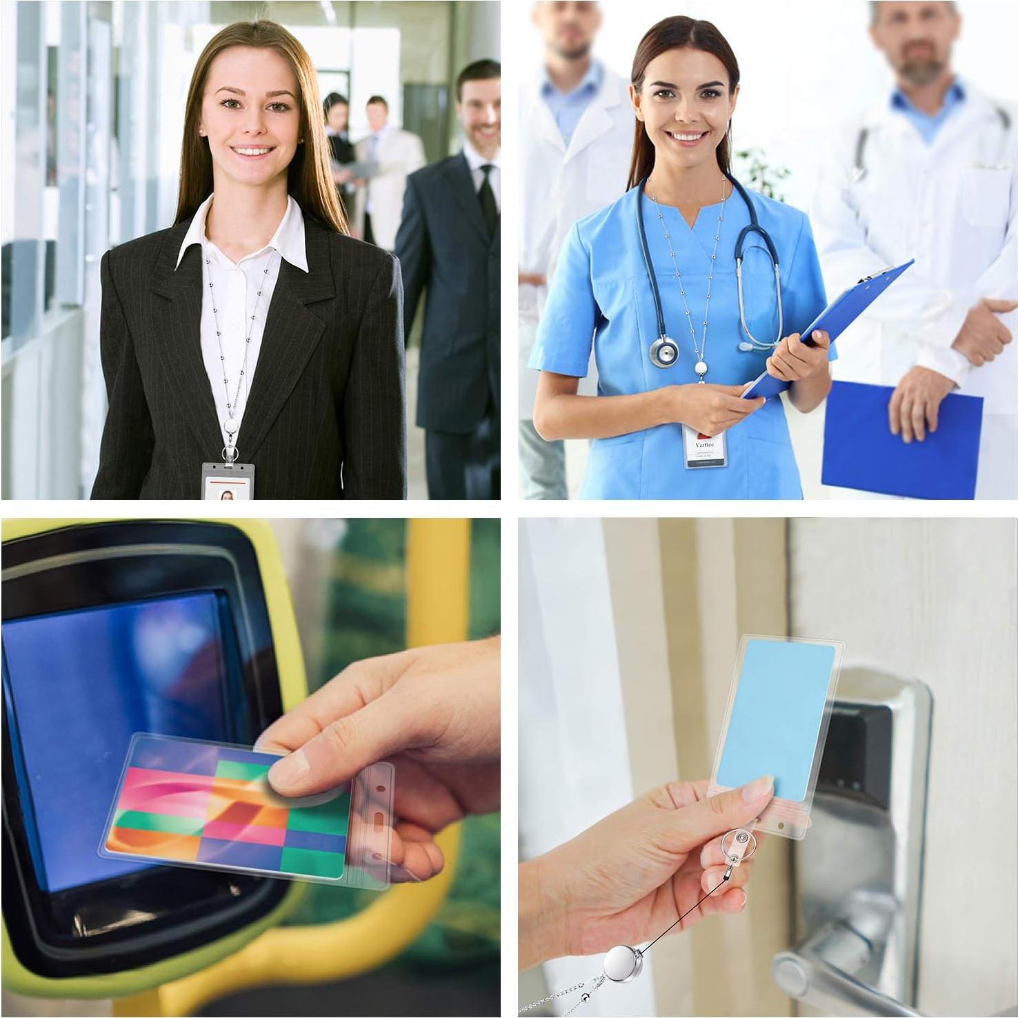 Cinta identificadora retráctil Vzrflee con 2 soportes oro