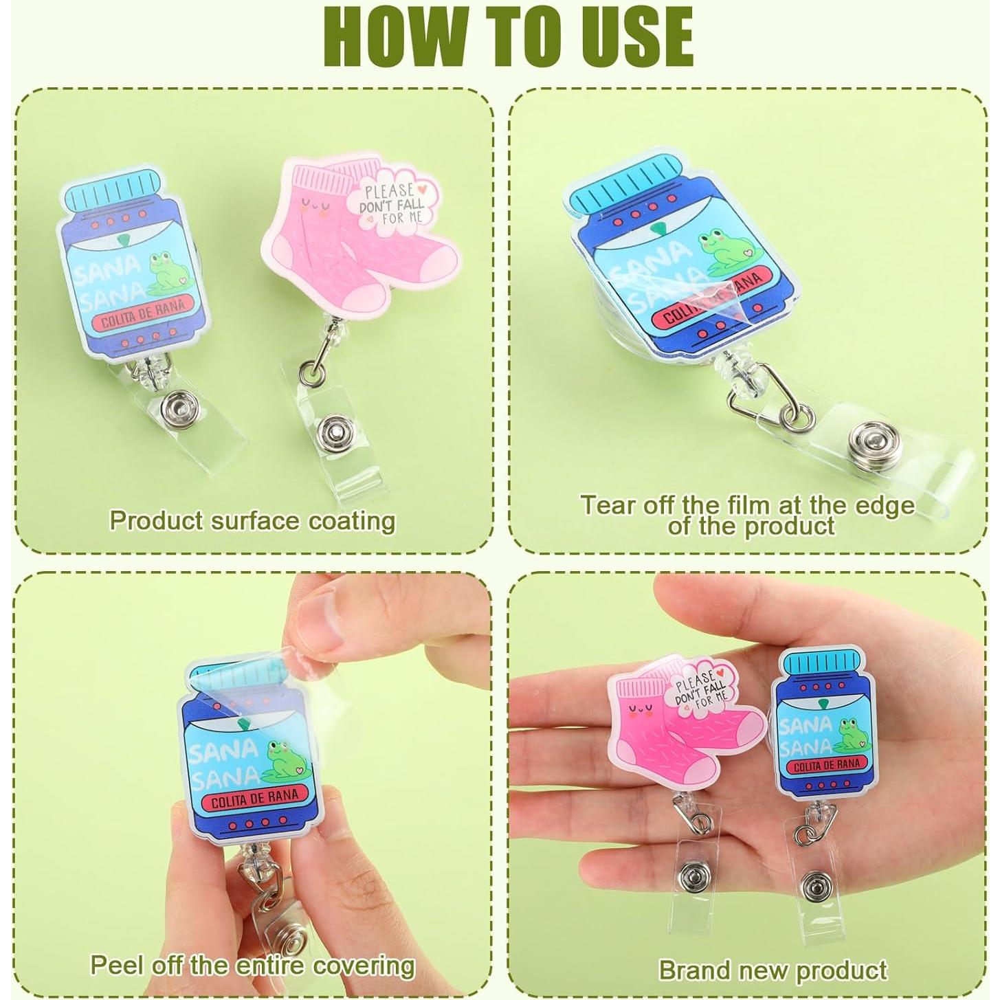 Yunlly 12 Pcs Portabotones Retráctiles Divertidos para ID