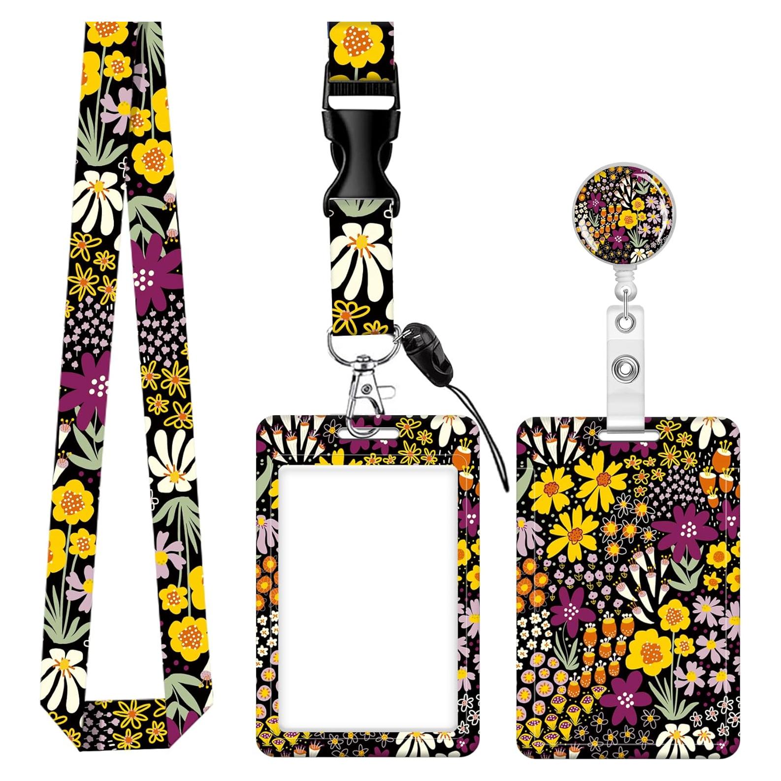 Porta Credencial SUPKOALA con Clip Retráctil y Cordón Flor Boho