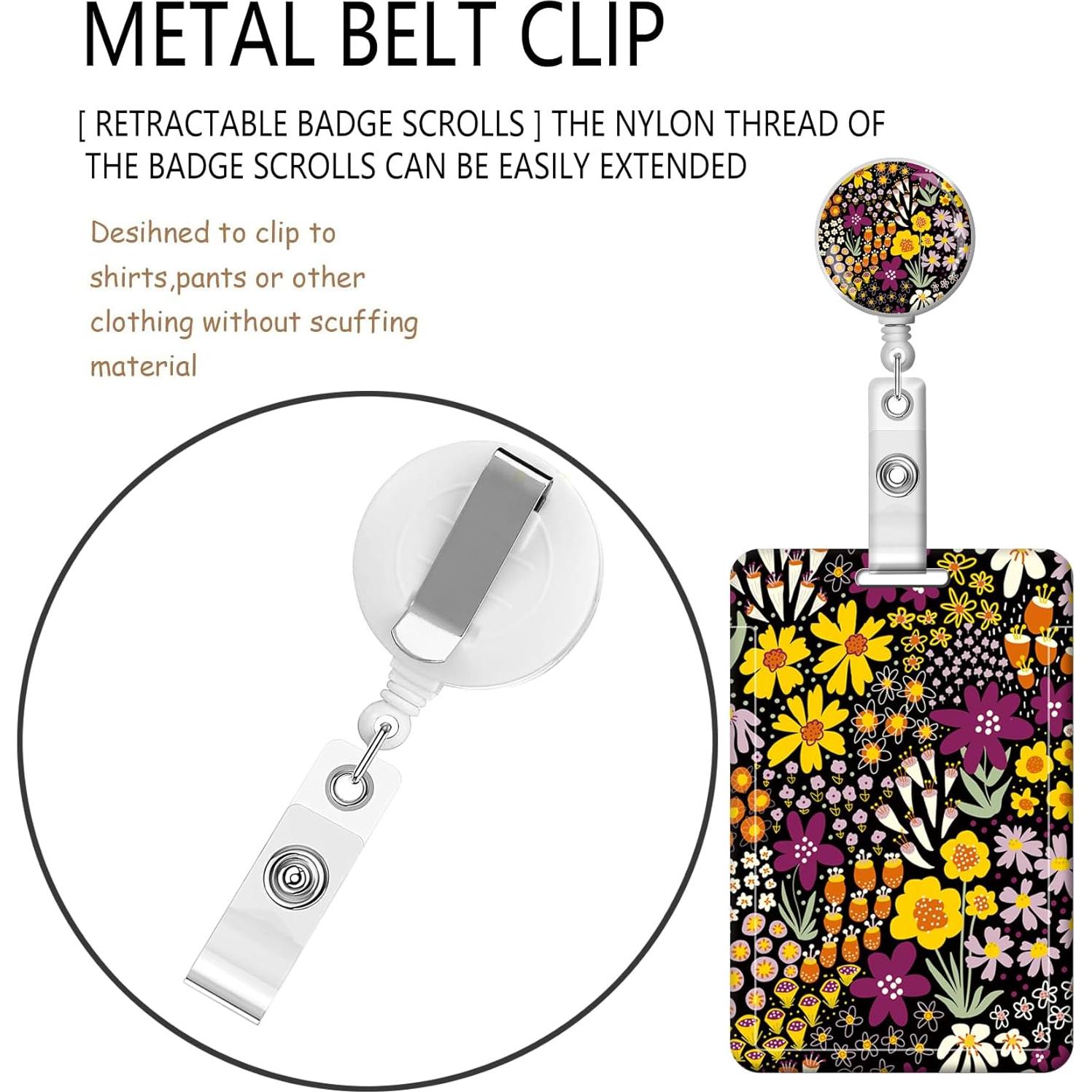 Porta Credencial SUPKOALA con Clip Retráctil y Cordón Flor Boho