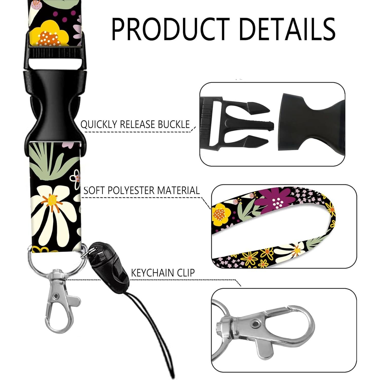 Porta Credencial SUPKOALA con Clip Retráctil y Cordón Flor Boho