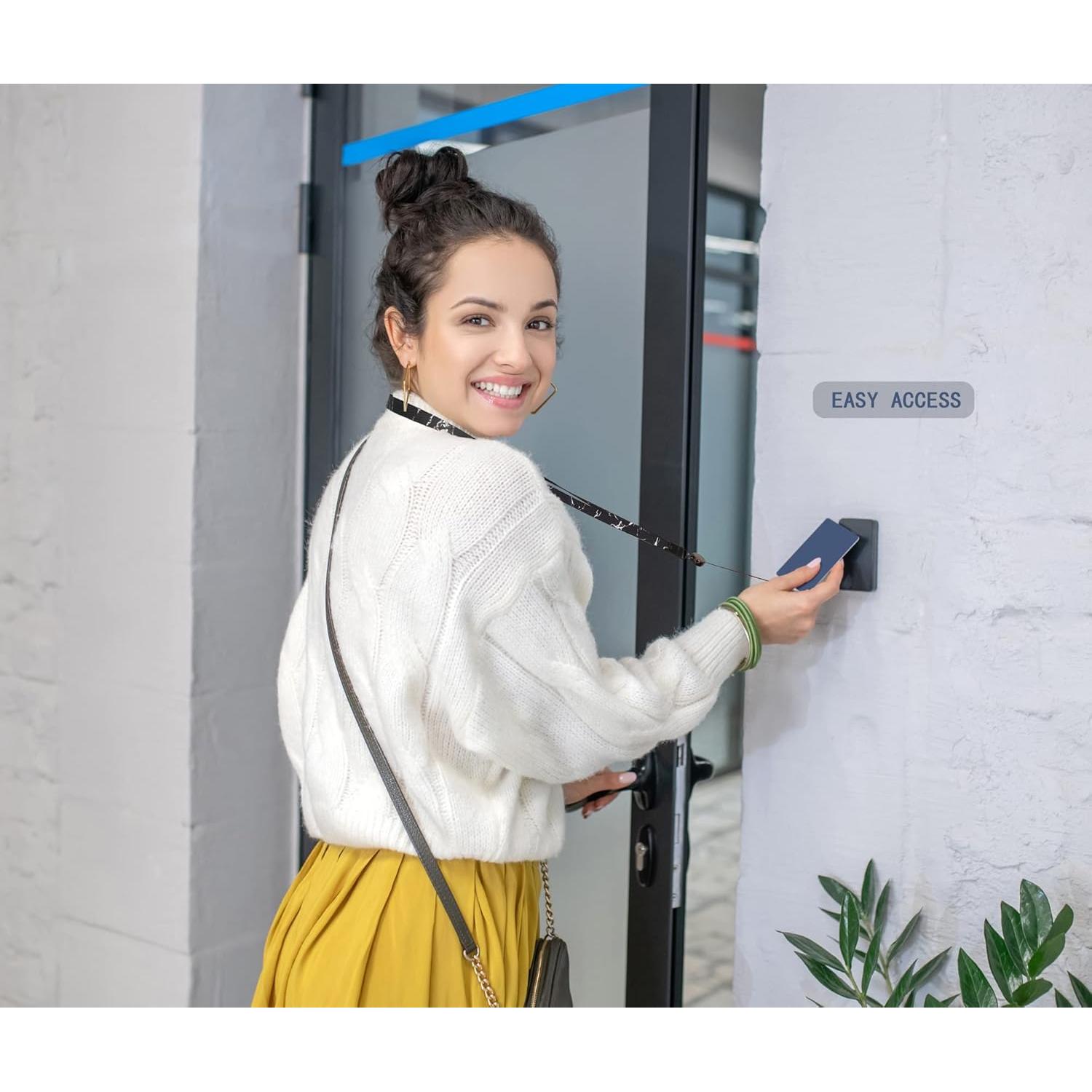 Lanyard retráctil COOKOOKY con soporte impermeable - Mármol fresco