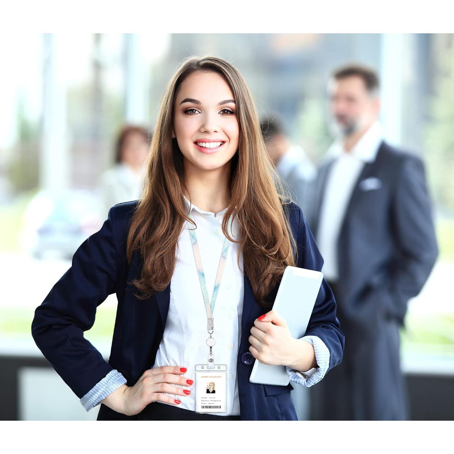 Lanyard retráctil COOKOOKY con soporte impermeable - Mármol fresco