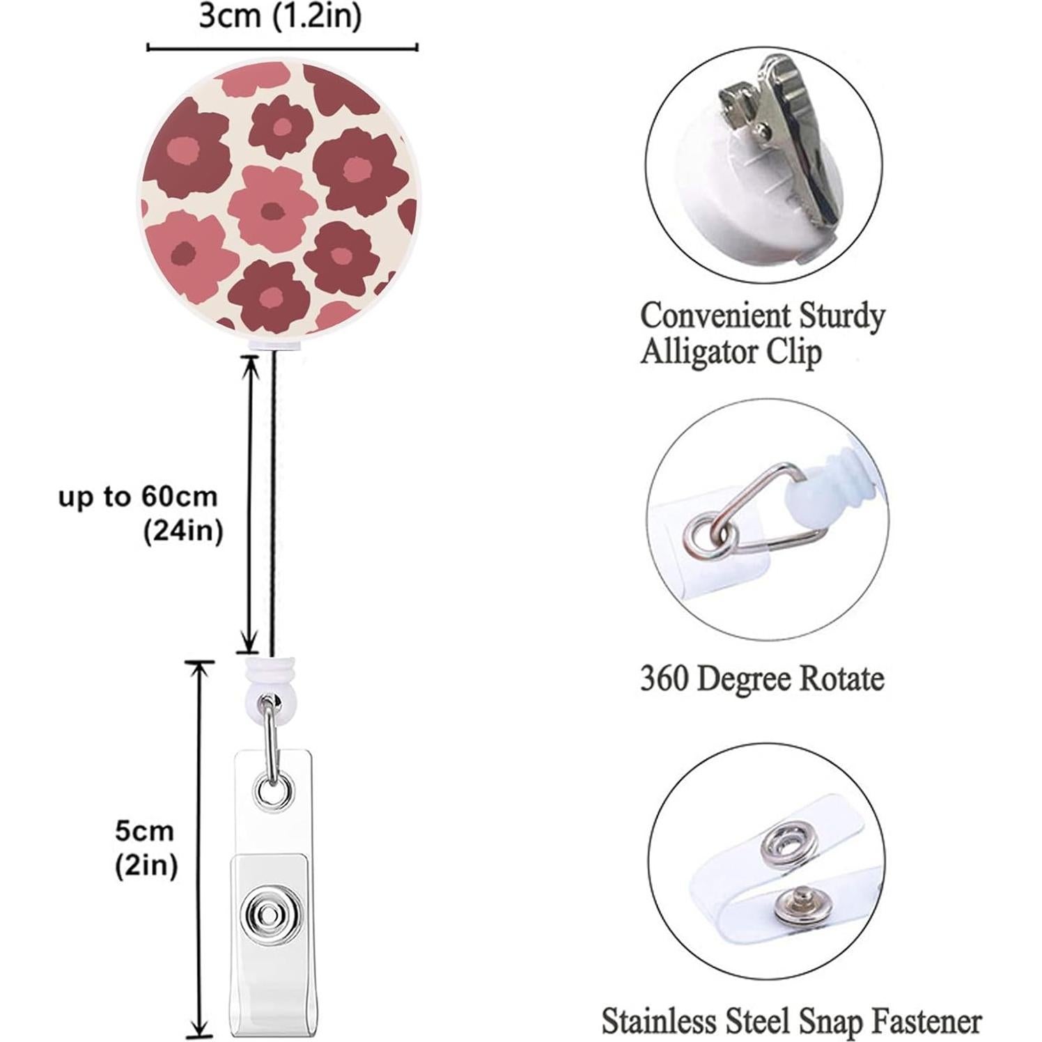 Porta Etiquetas Retráctil HEVITDA con Clip Cocodrilo - 3 Flores