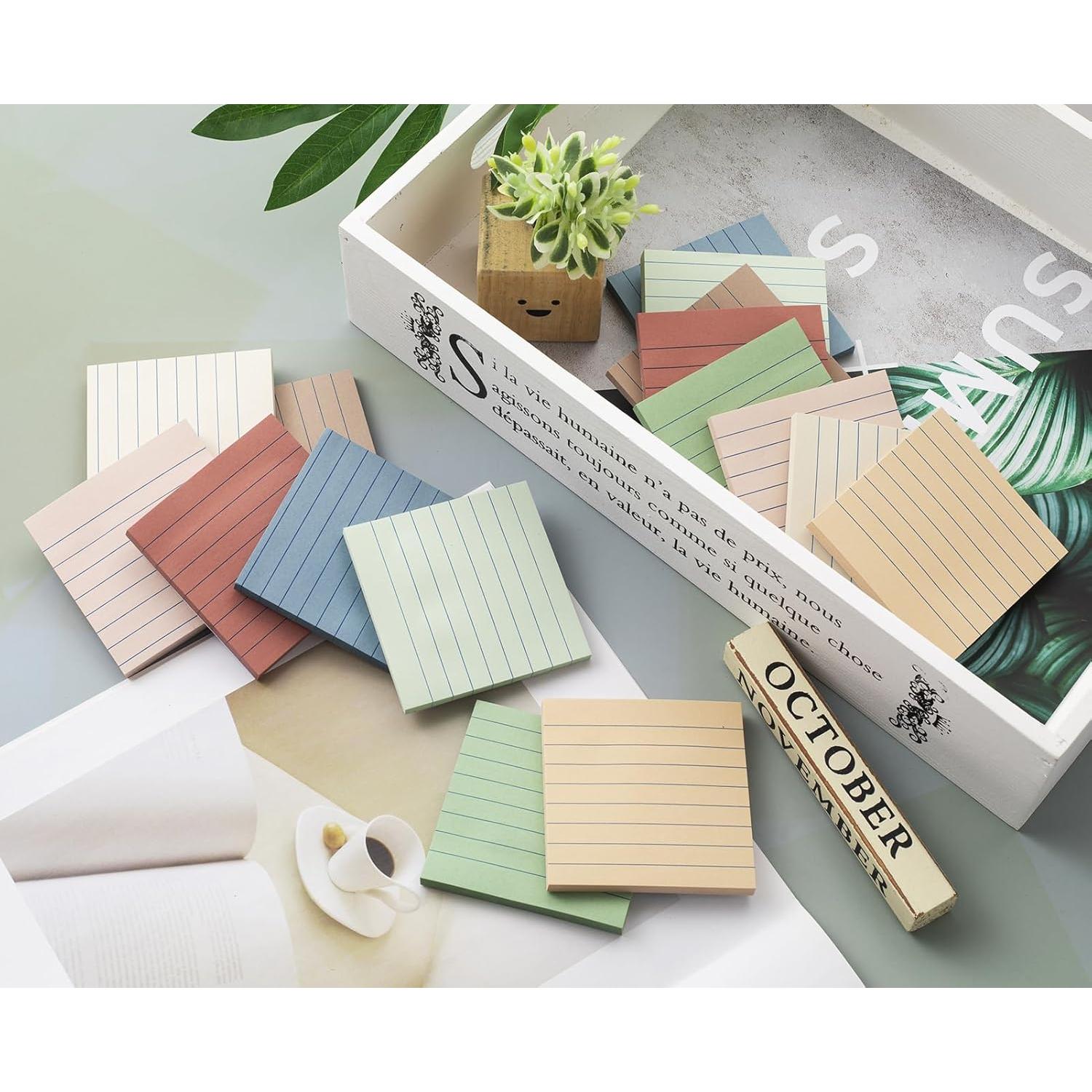 Notas Adhesivas Rayadas Kozerite 3x3 cm Vintage 16 Paquetes