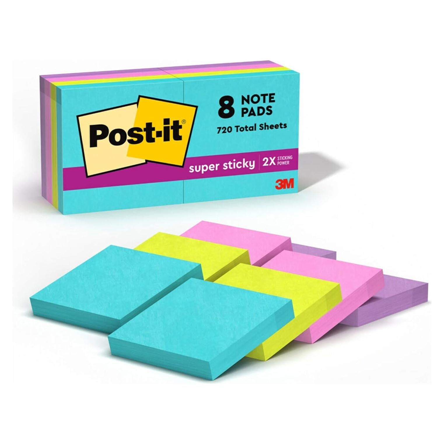 Notas Post-it Súper Adhesivas Neones Supernova 8 Blocs 5x5cm