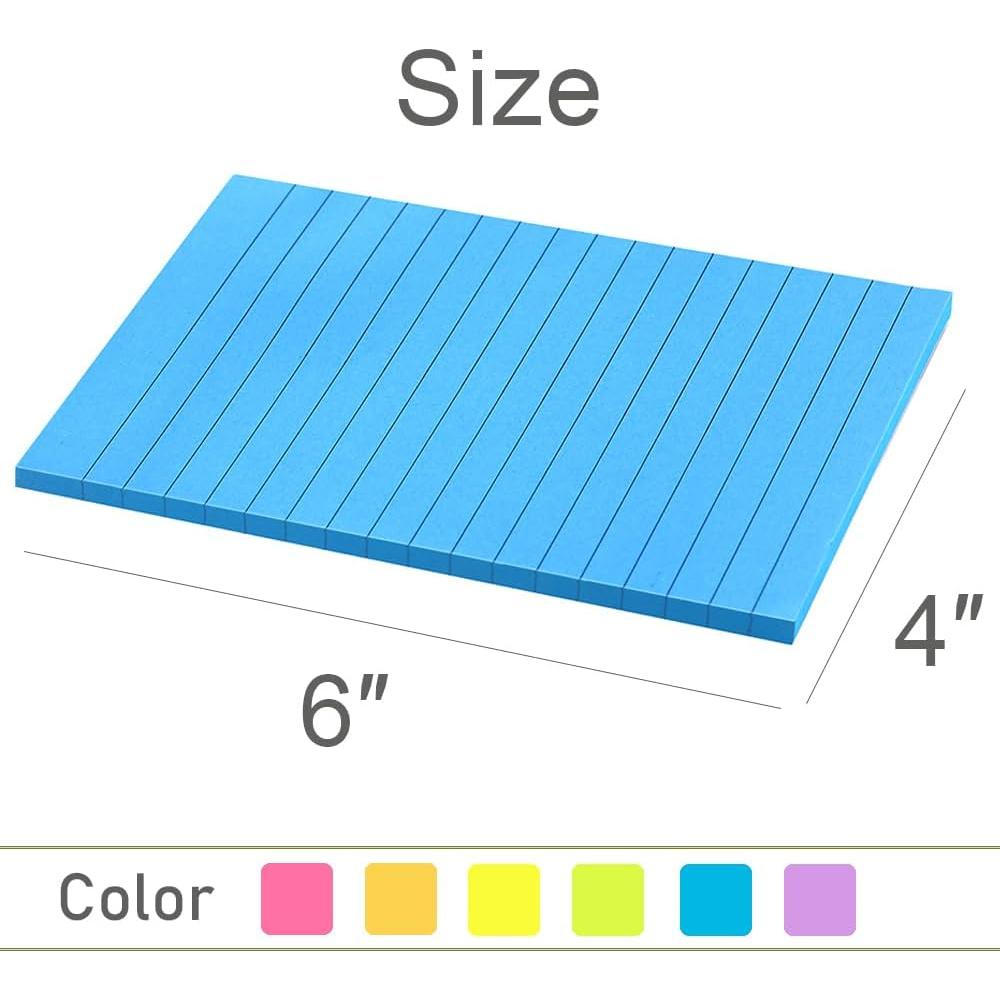Notas Adhesivas Rayadas Vanpad 10.16x15.24 cm 6 Colores