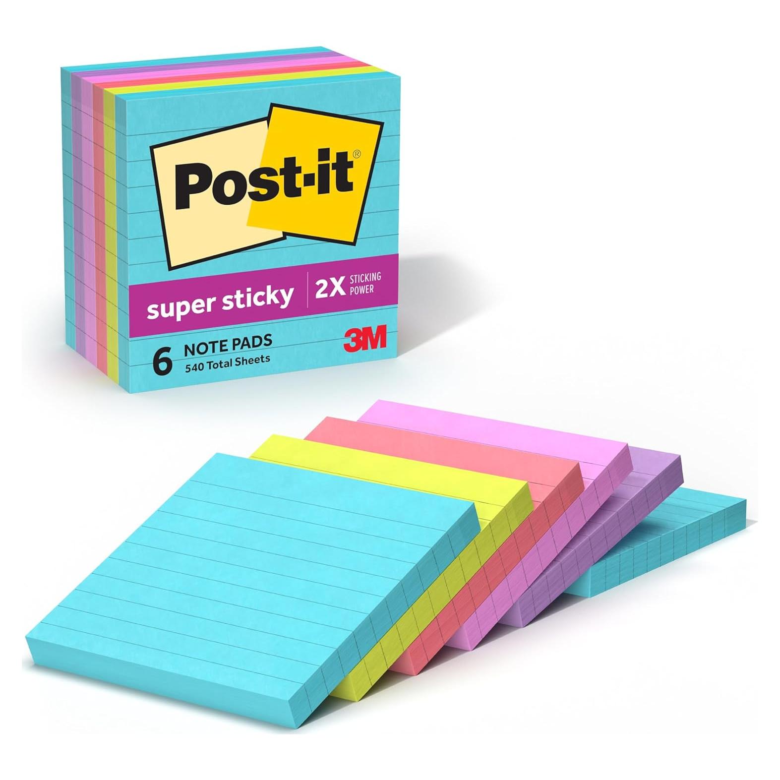 Notas Post-it Súper Adhesivas Neones Supernova 10.16 cm - 6 Blocs