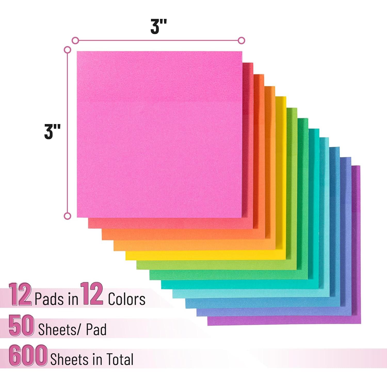 Notas Adhesivas Mr. Pen 7.62cm x 7.62cm Set de 12 Bloc