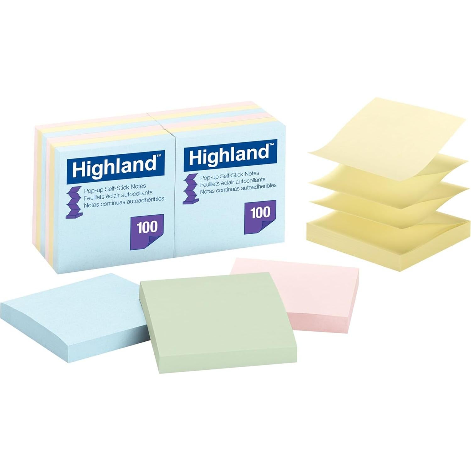 Notas Adhesivas Highland Post-it 7.6x7.6cm Pastel 12 Pzs