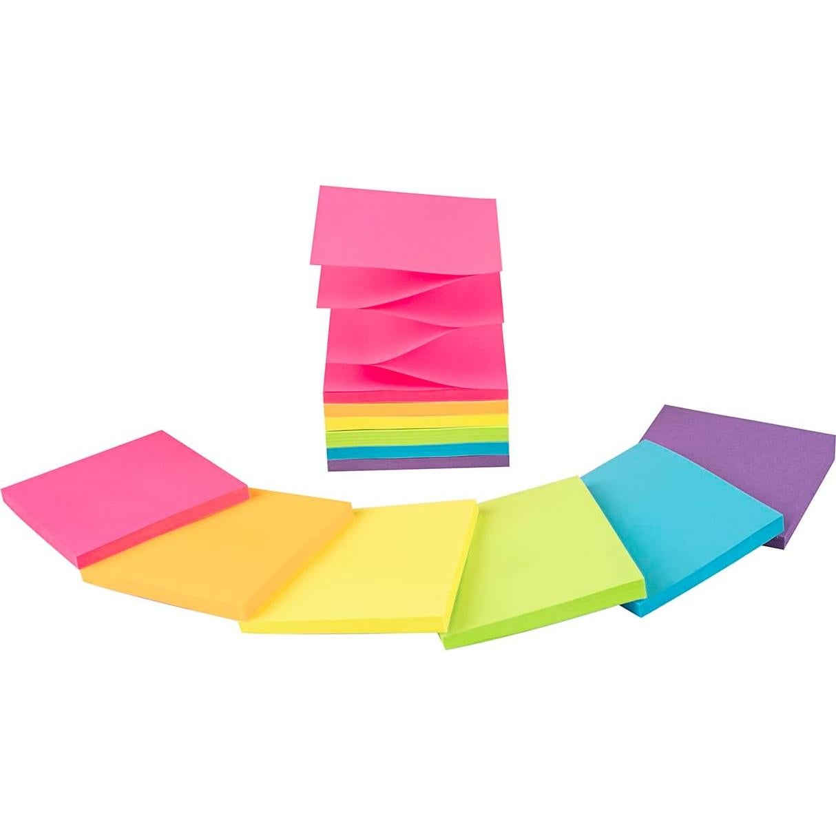 Paquete de 12 Notas Adhesivas Kozerite 7.6x7.6 cm Colores Brillantes