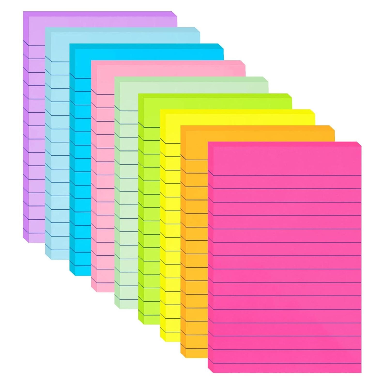 Paquete de 9 Notas Adhesivas Rayadas HQCME 10.16x15.24 cm