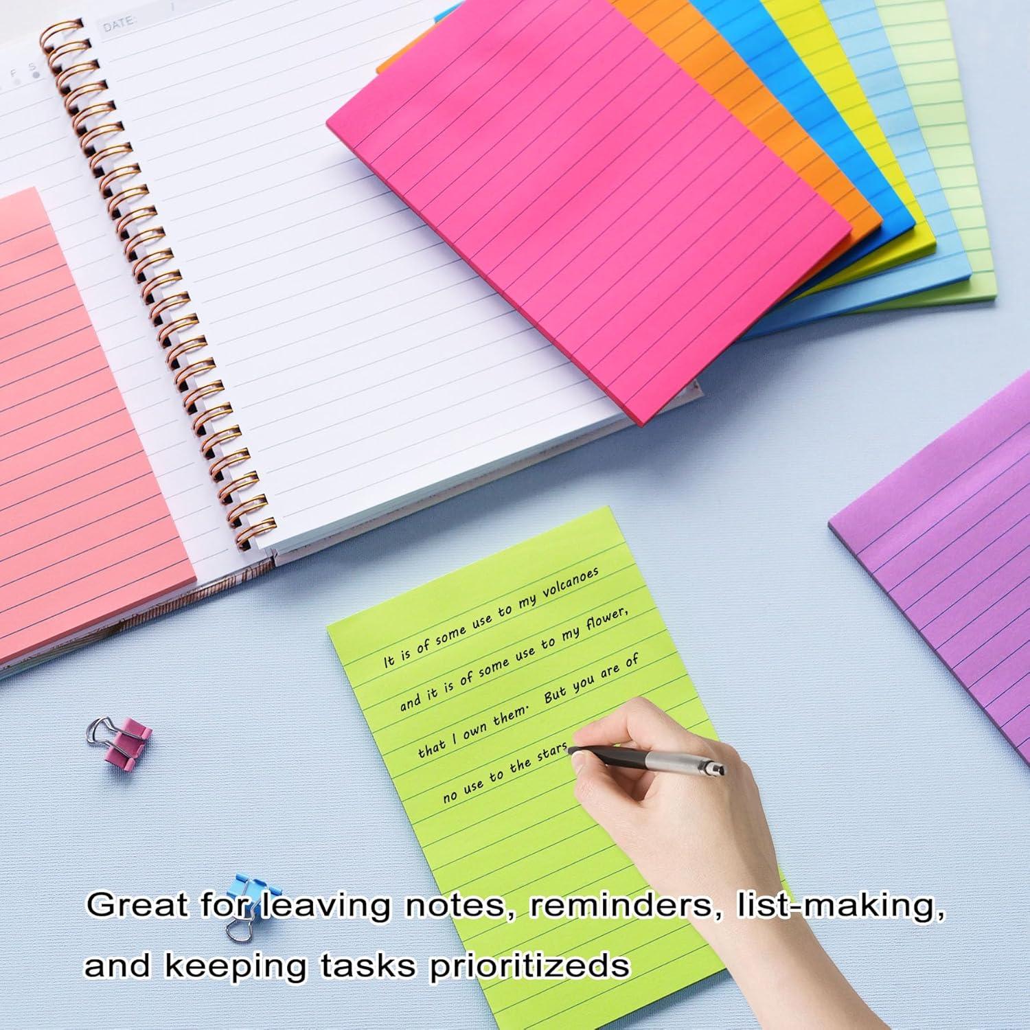 Paquete de 9 Notas Adhesivas Rayadas HQCME 10.16x15.24 cm