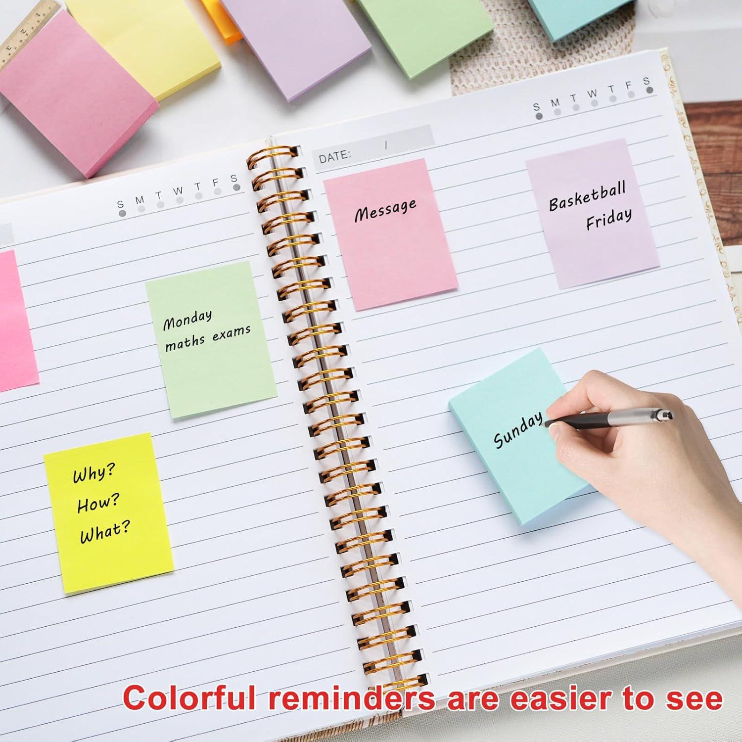 Paquete de 36 Notas Adhesivas HQCME 1.5x5 cm 2160 Hojas Pastel