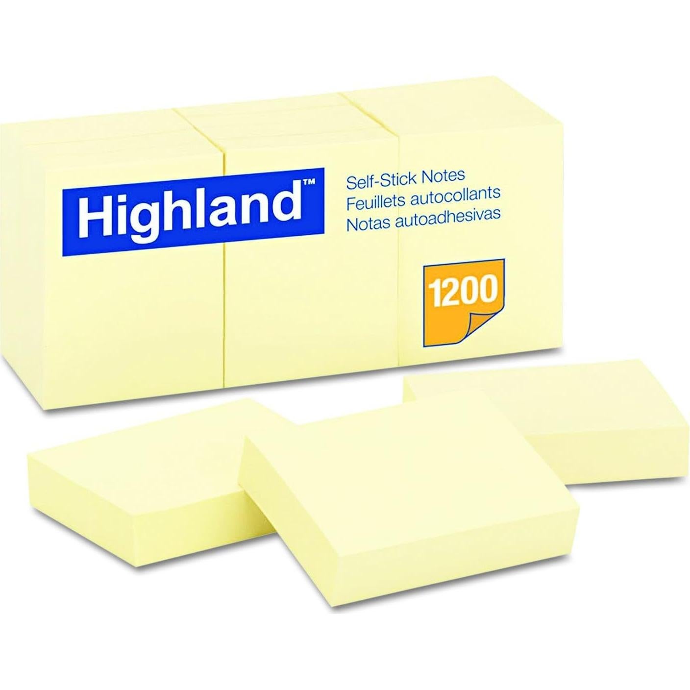 Notas Autoadhesivas Highland 6539YW Amarillo 100 Hojas 3.81x5.08cm