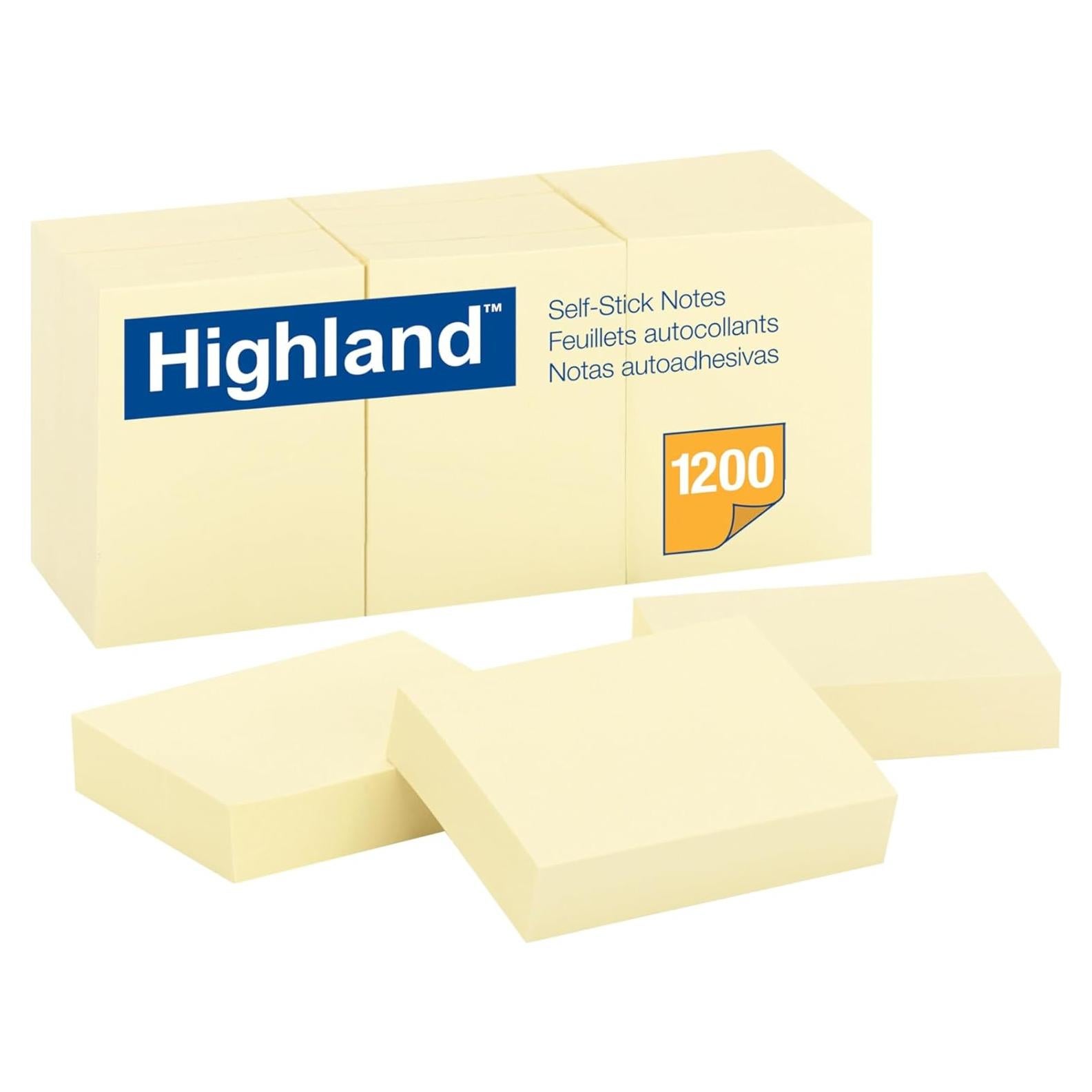 Notas Adhesivas Post-it Highland Amarillo 3.81x5.08 cm Paquete 12