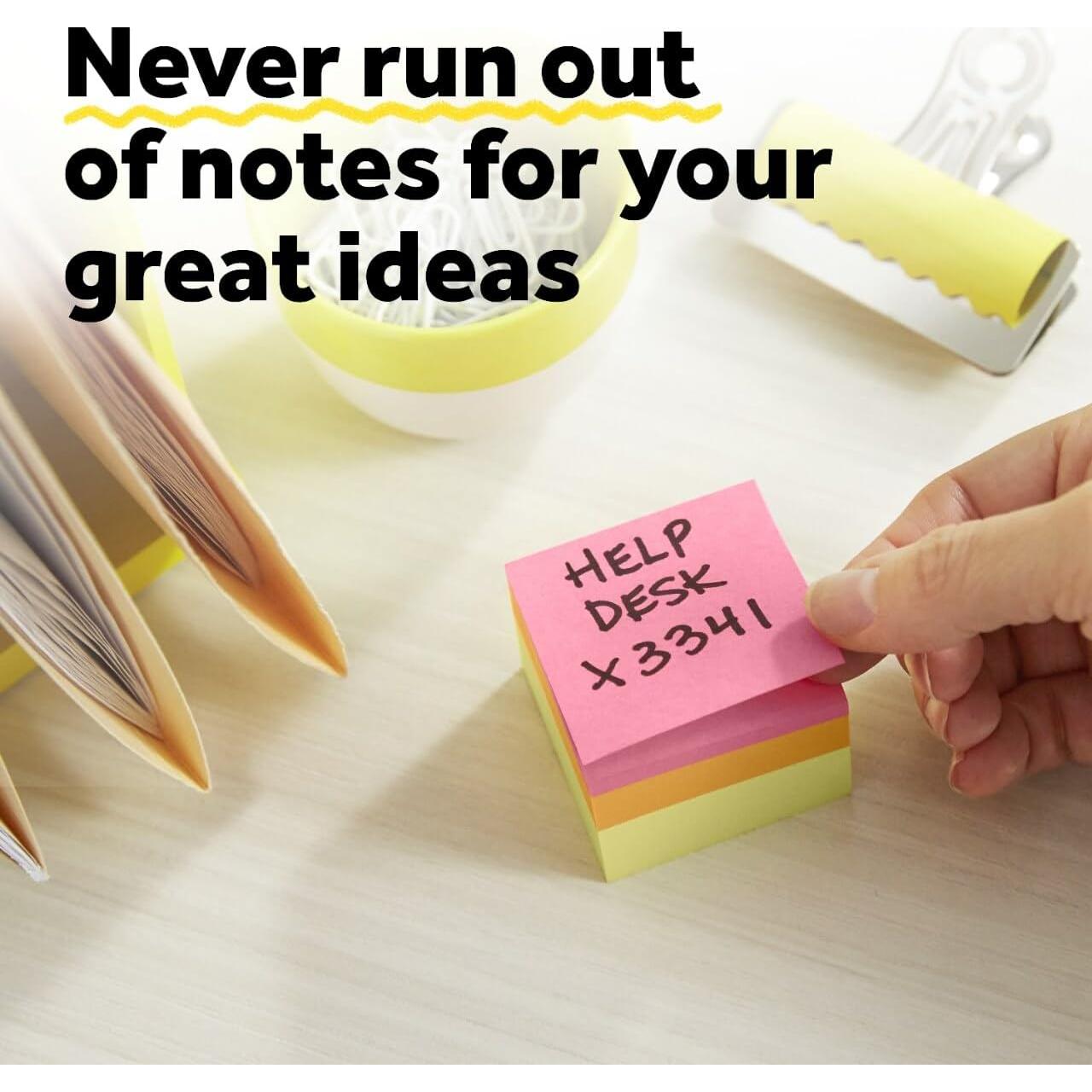 Cubo de Notas Adhesivas Post-it 5.08 cm x 5.08 cm 3 Blocs 400 Hojas