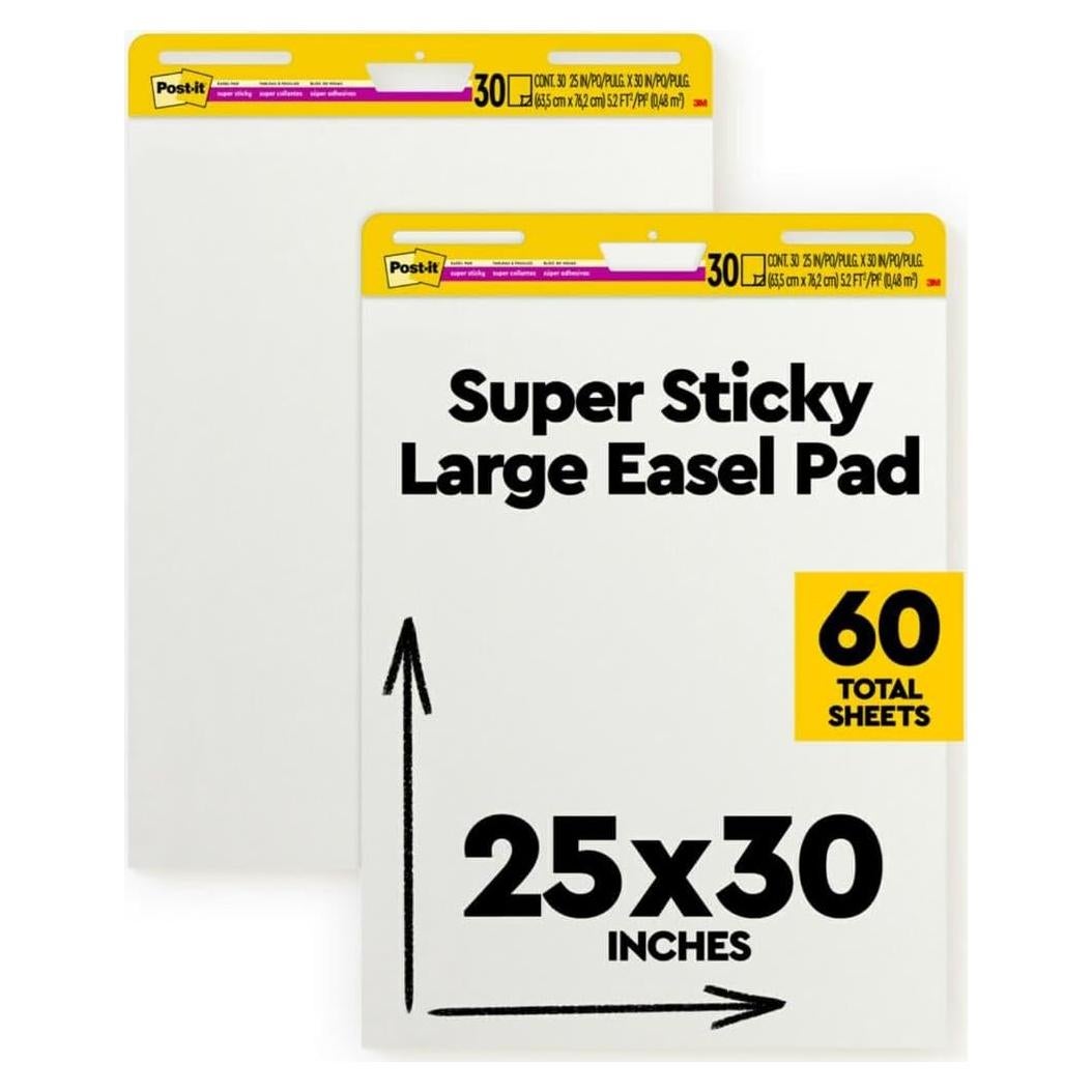 Post-it Super Sticky Easel Pad 63.5x76.2 cm Blanco 30 Hojas 2 Pads