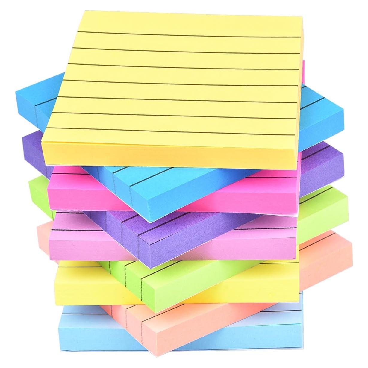 Paquete de 9 Notas Adhesivas Rayadas WSPER 7.62x7.62 cm Multicolor