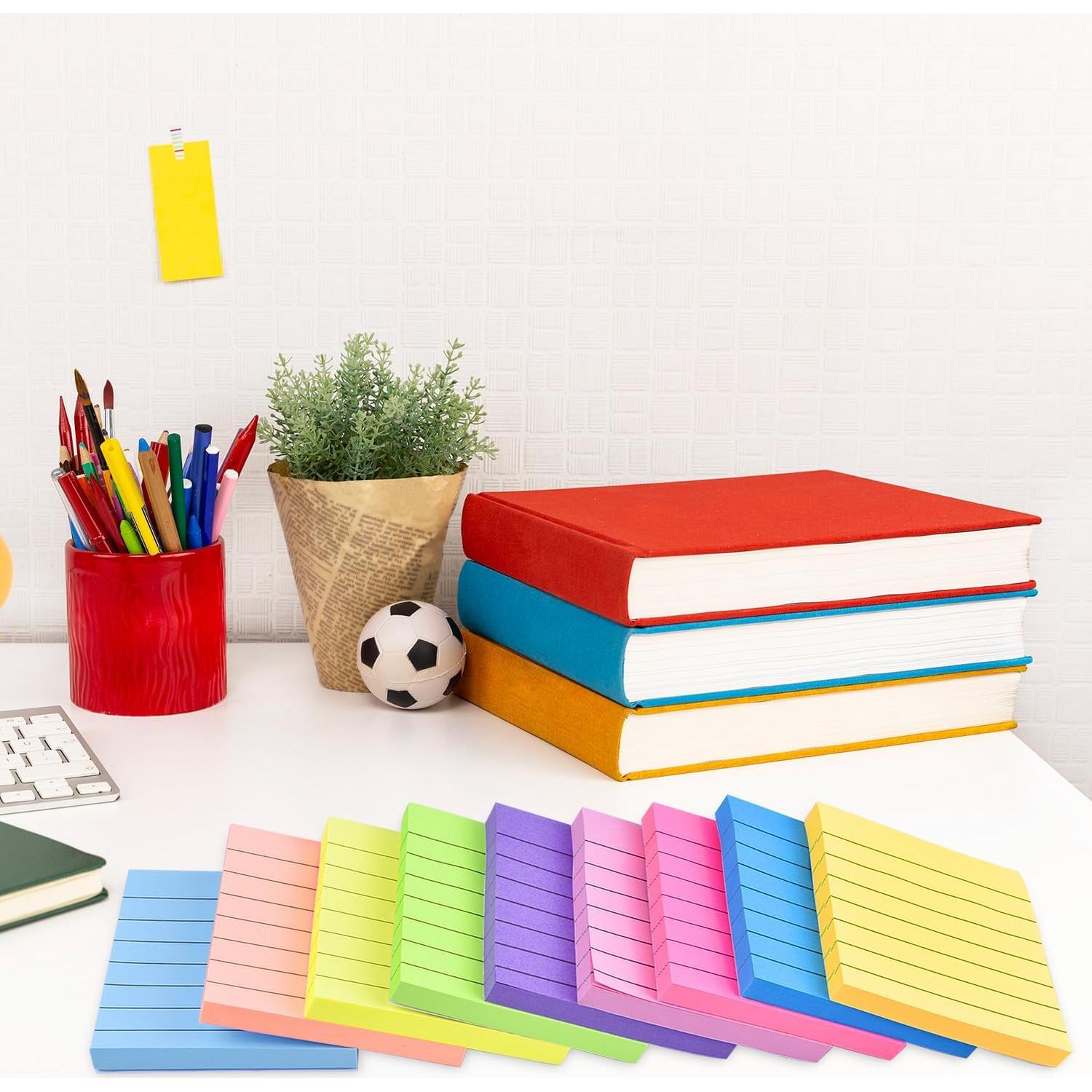 Paquete de 9 Notas Adhesivas Rayadas WSPER 7.62x7.62 cm Multicolor