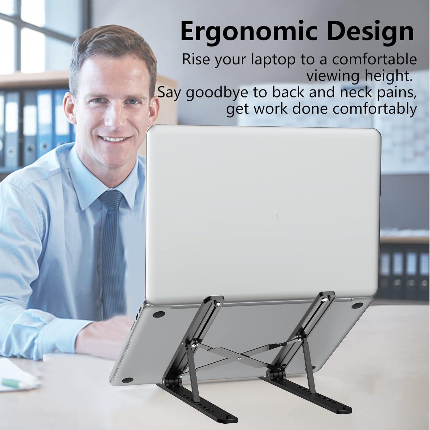 Soporte para Laptop Ajustable Tonmom 10-15.6" Ergonómico Negro