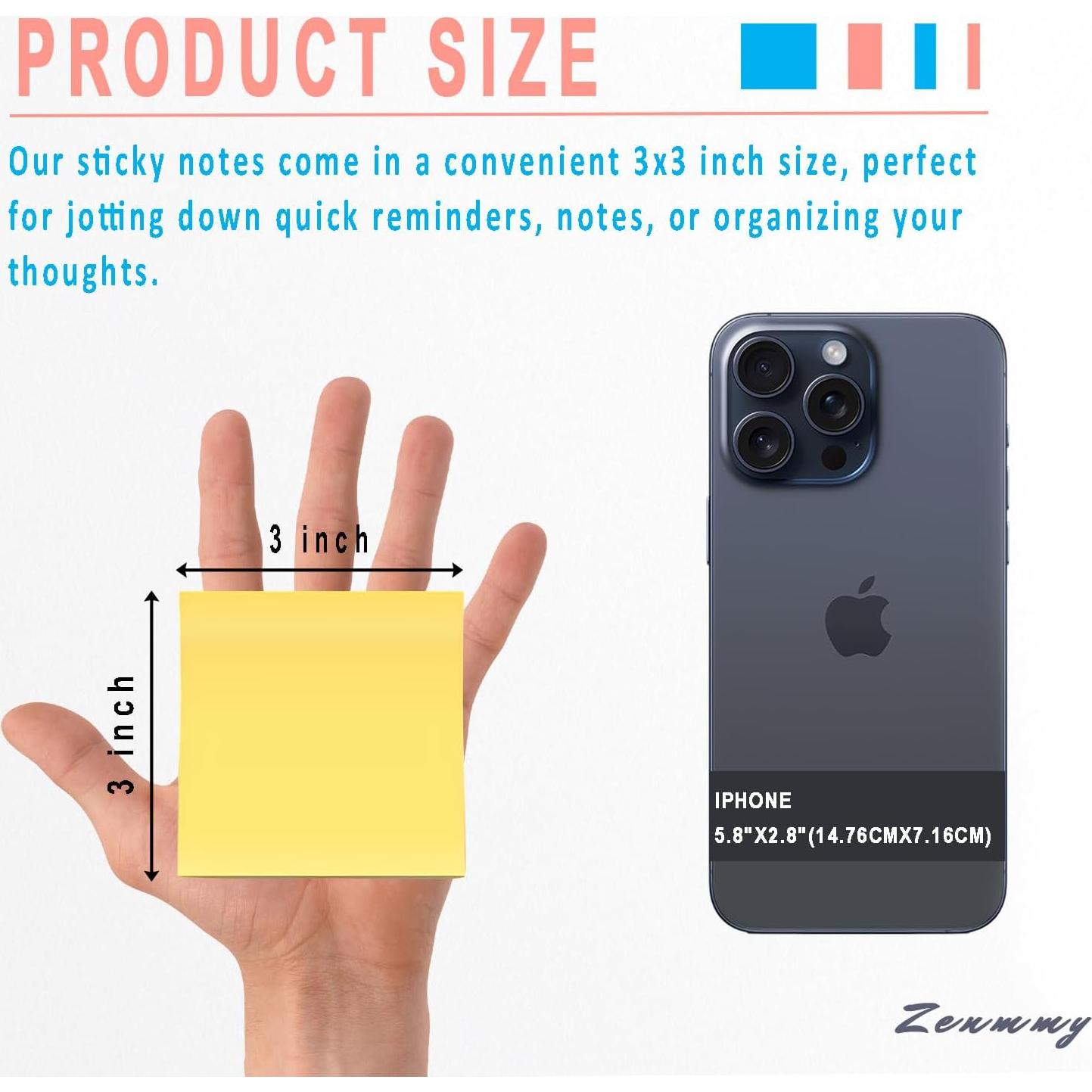 Notas Adhesivas Zenmmy 7.62x7.62 cm, 48 Blocs Coloridos