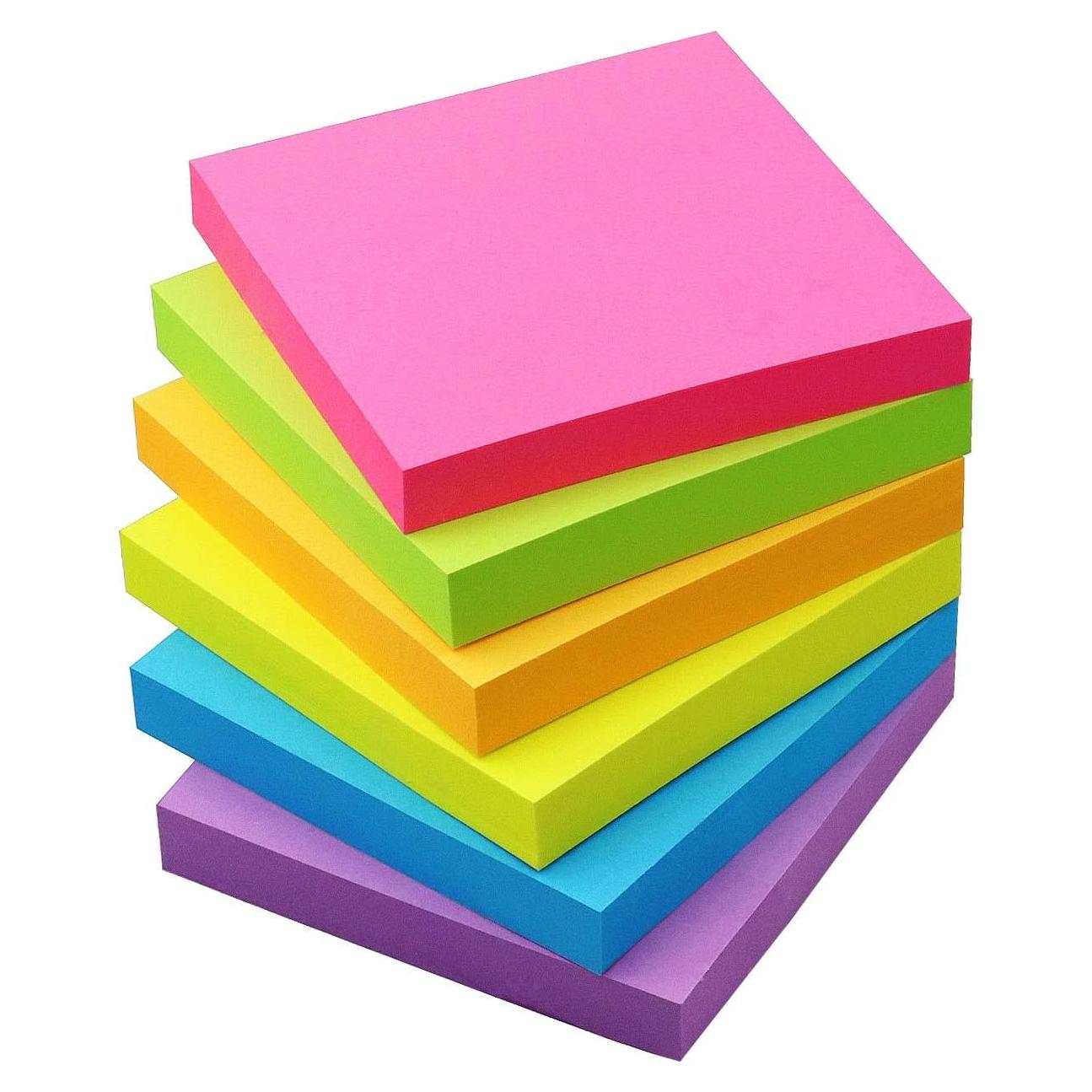 Notas Adhesivas 7.62x7.62 cm Osboo 6 Colores Brillantes 600 Hojas