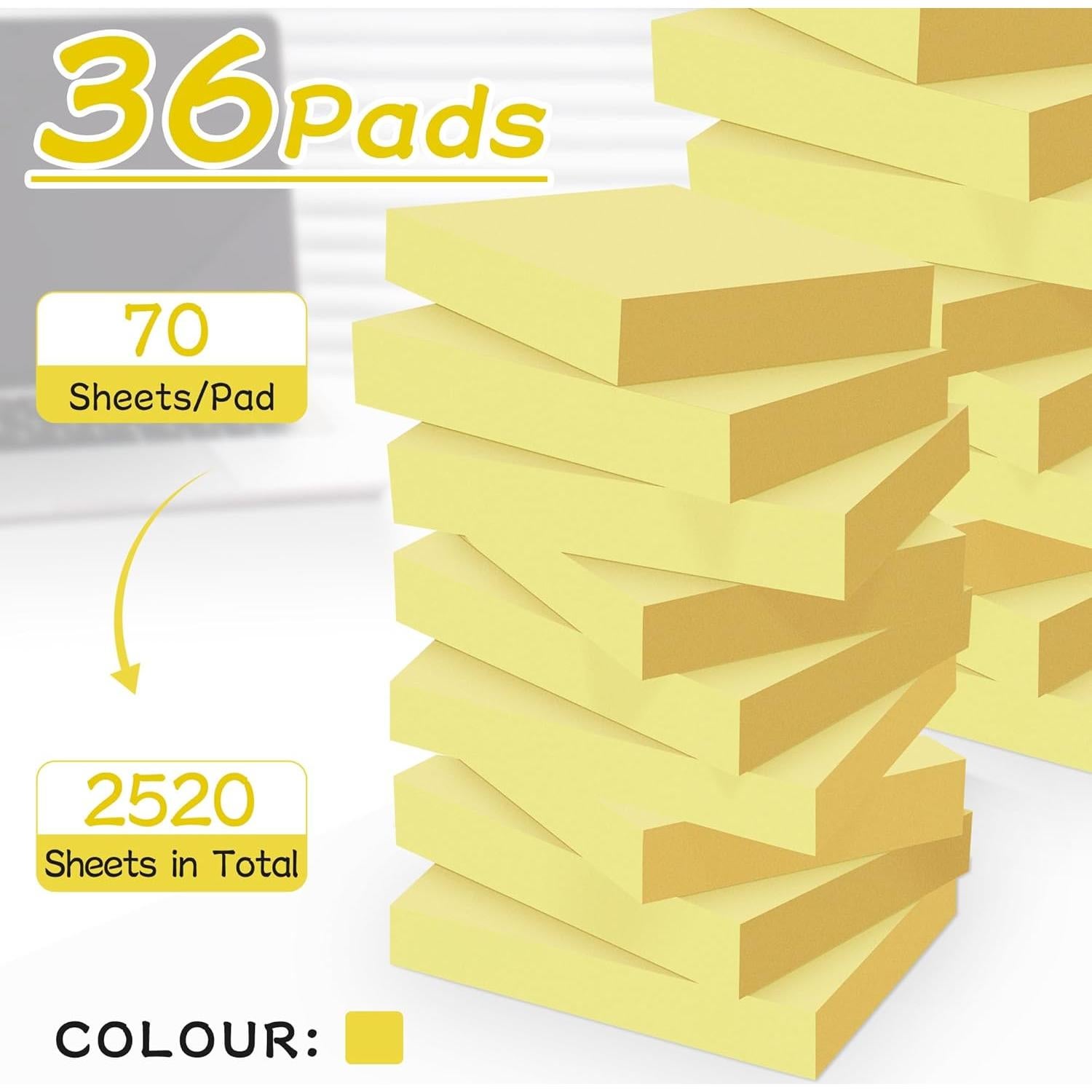 Notas Adhesivas Mini TKTB Amarillo 3.81x5.08 cm 36 Hojas