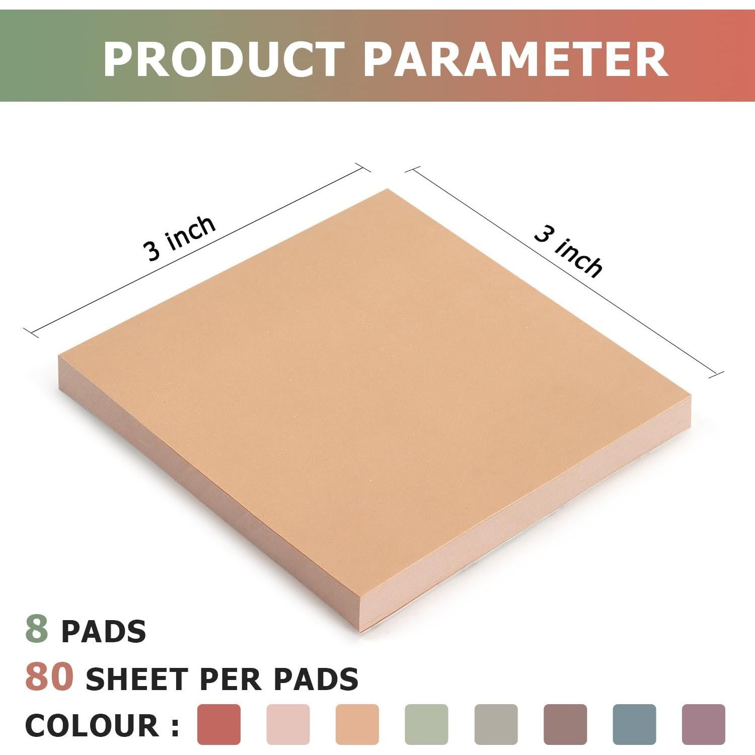 Notas Adhesivas 7.62x7.62 cm Osboo 8 Colores Morandi 560 Hojas