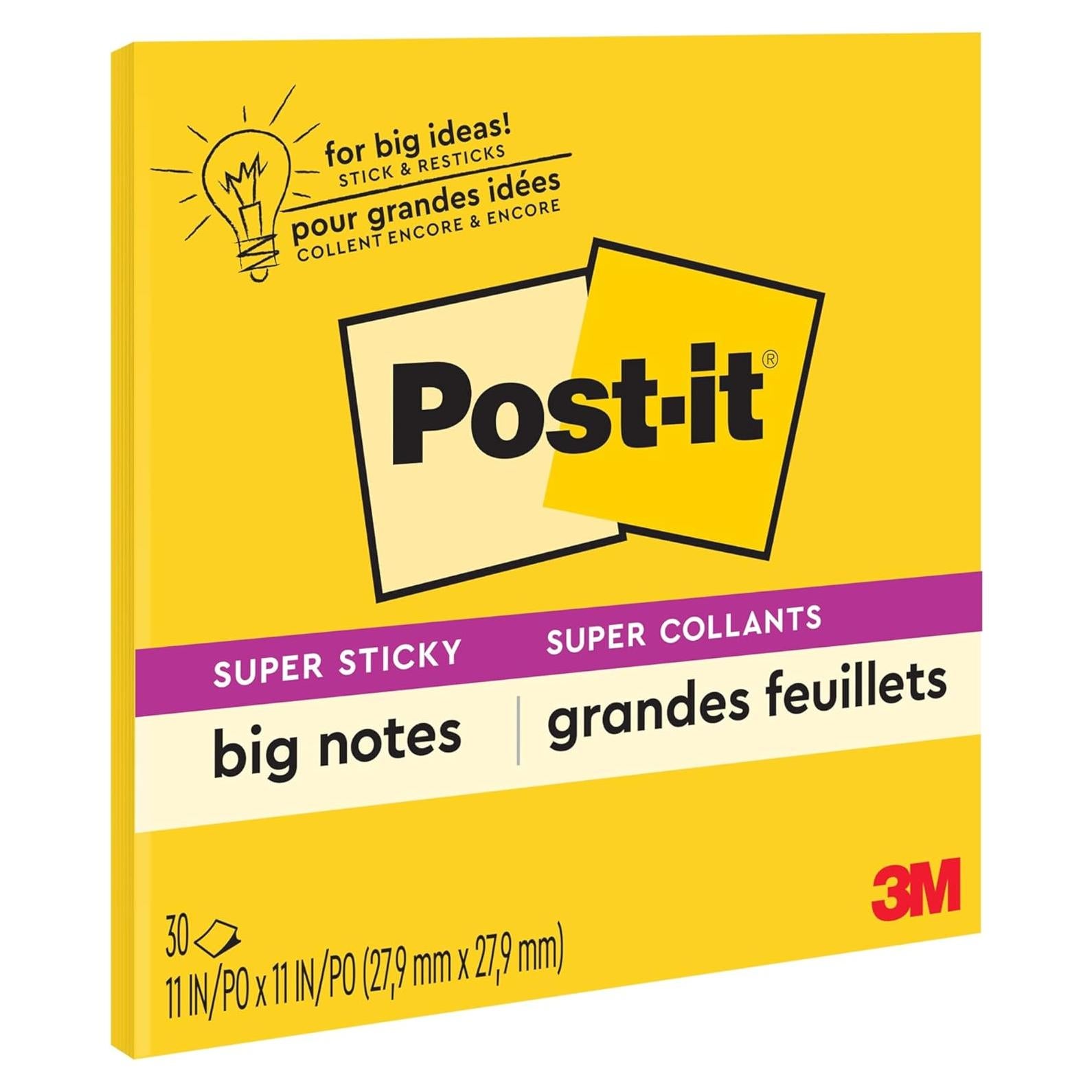 Notas Grandes Super Adhesivas Post-it 28x28 cm Amarillo 30 Hojas