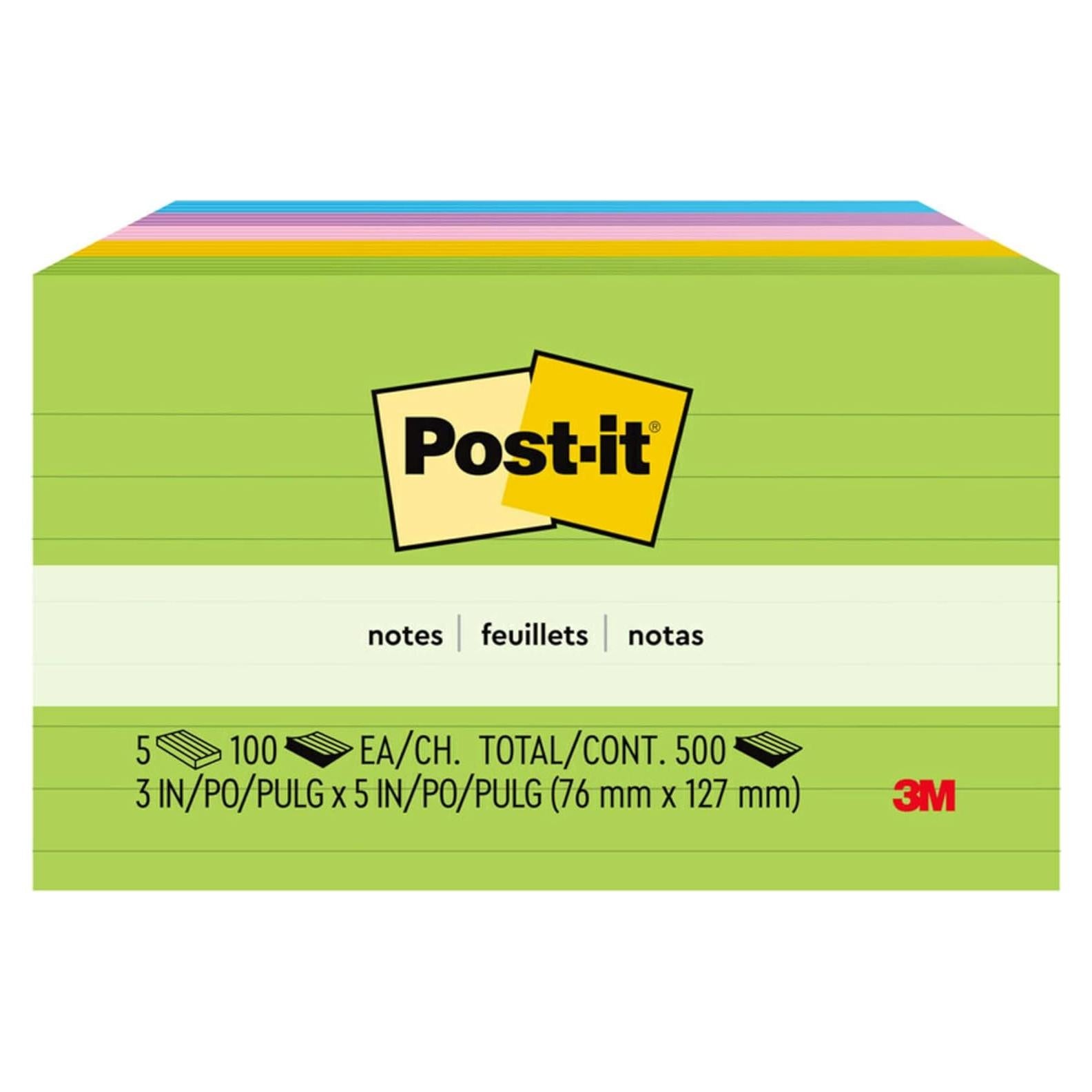 Notas Post-it Fantasía Floral 7.6x12.7 cm 5 Blocs 100 Hojas