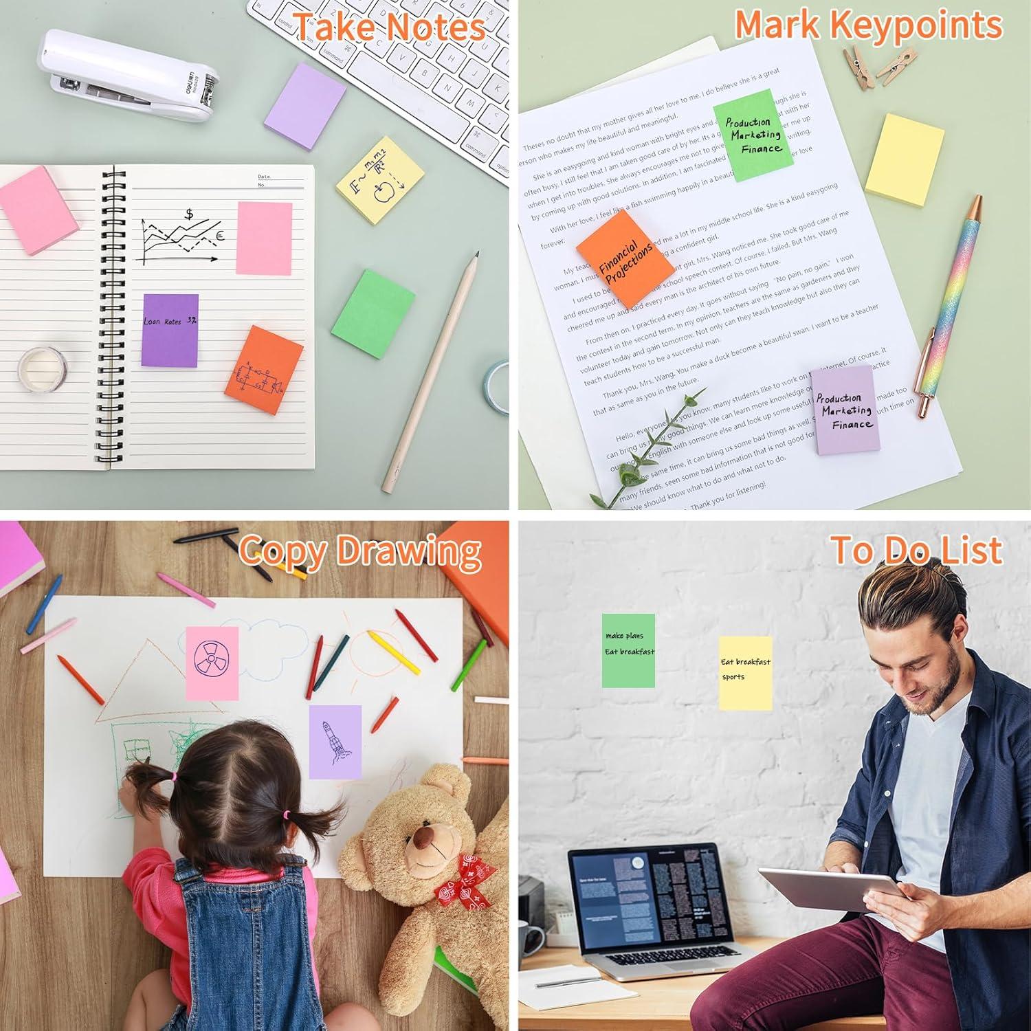 Notas Adhesivas EOOUT 3.81x5.08 cm, 30 Colores Brillantes, 2250 Hojas