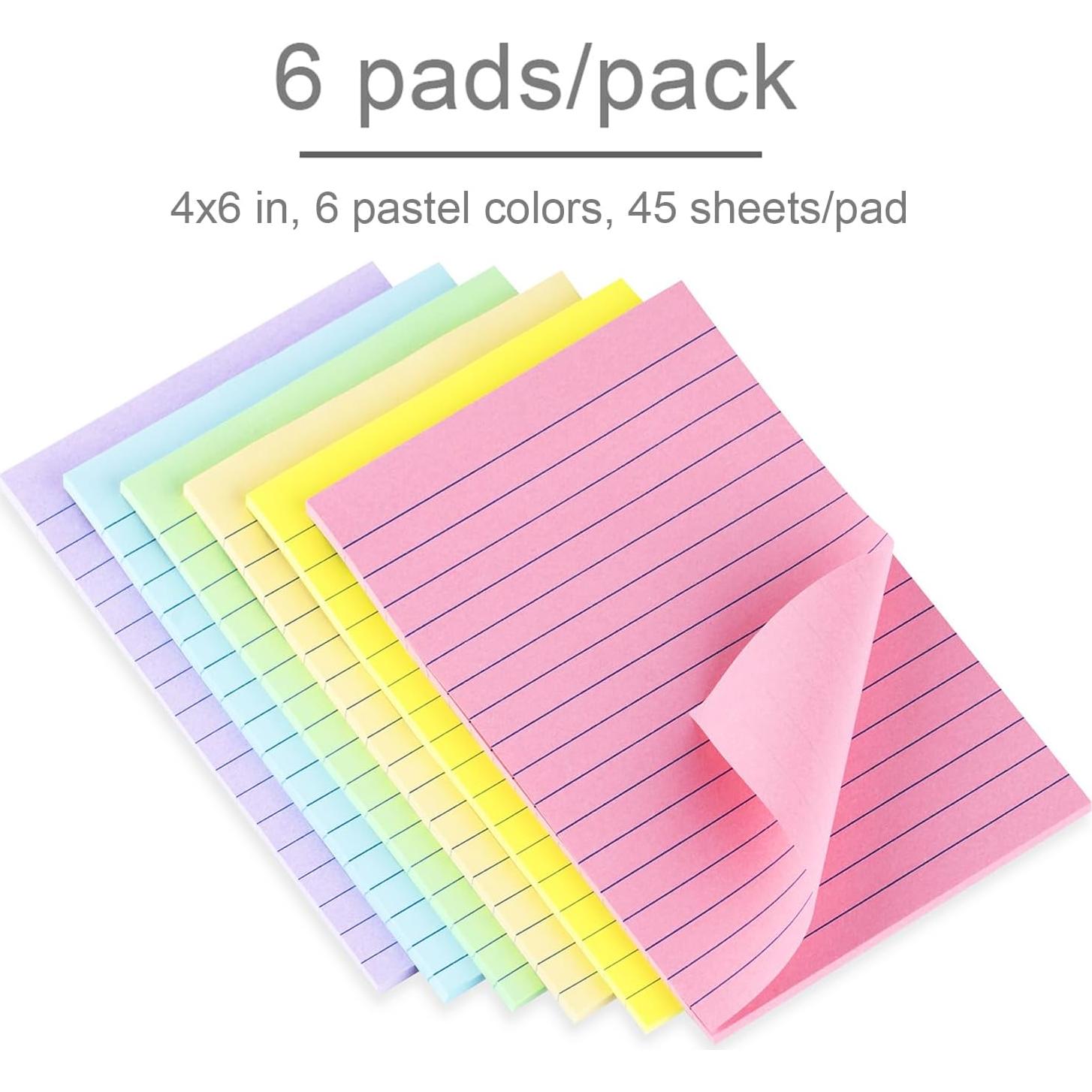 Notas Adhesivas Vanpad 10x15 cm Colores Pastel 6 Pads 45 Hojas