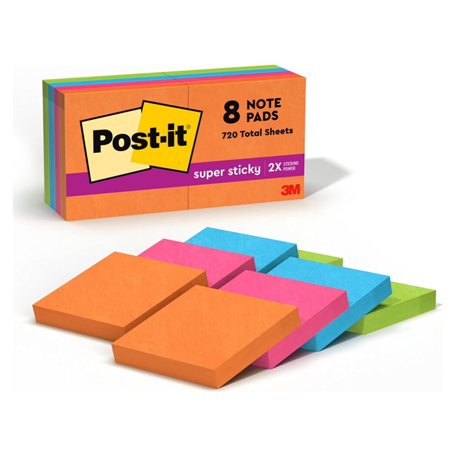 Notas Post-it Súper Adhesivas 4.76 cm x 4.76 cm 8 Blocs