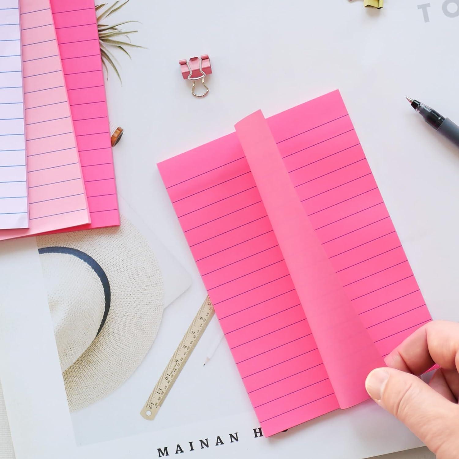 Notas Adhesivas Rayadas HQCME 10.16x15.24 cm 9 Blocs Rosa