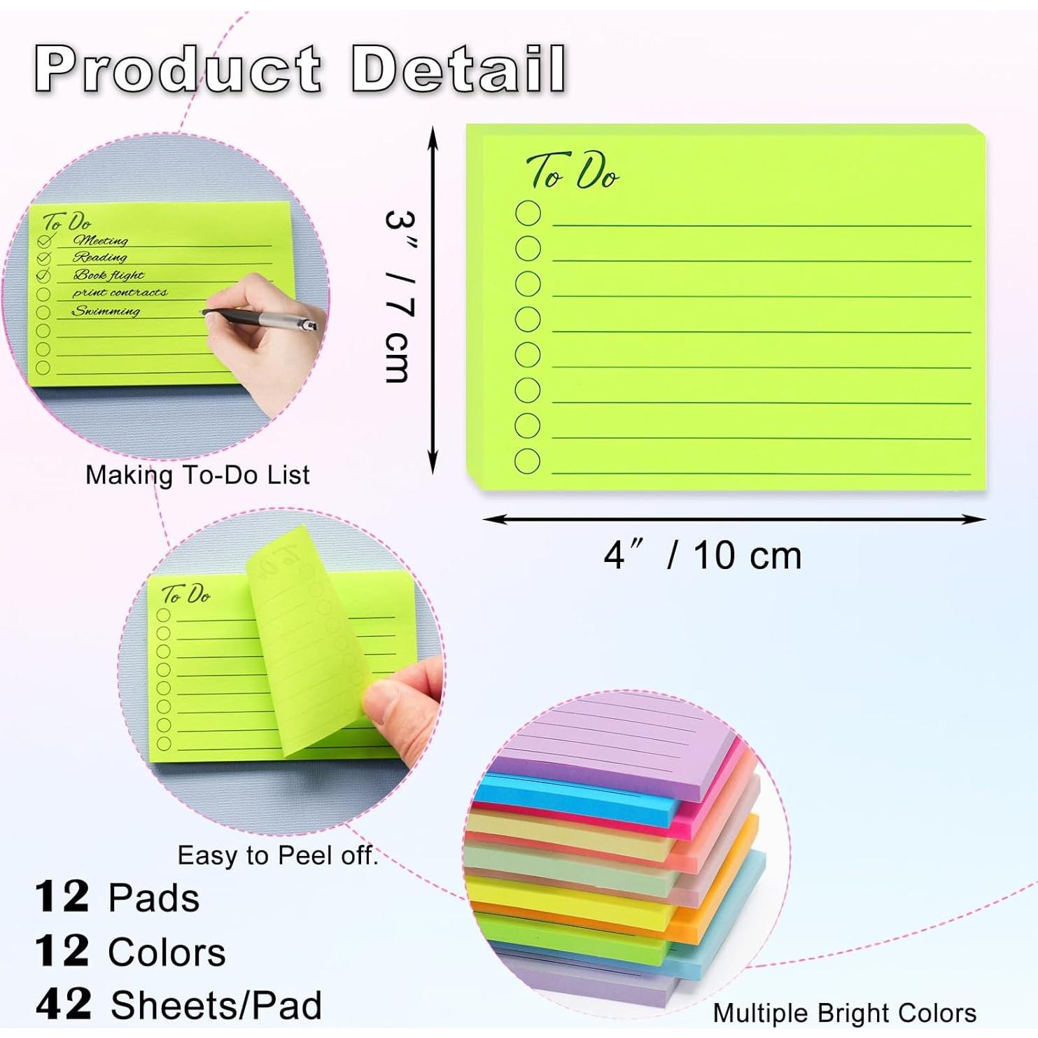 Notas Adhesivas HQCME 12 Colores 7.6x10.2 cm 504 Hojas