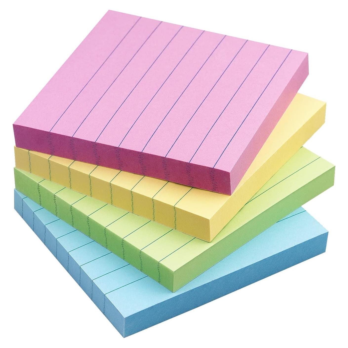 Notas Adhesivas Rayadas 7.62x7.62 cm Lobo Oriental Pastel 4 Paquetes