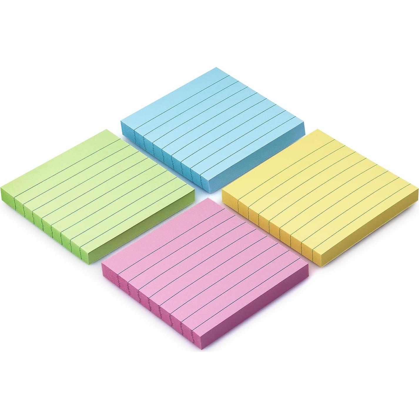 Notas Adhesivas Rayadas 7.62x7.62 cm Lobo Oriental Pastel 4 Paquetes