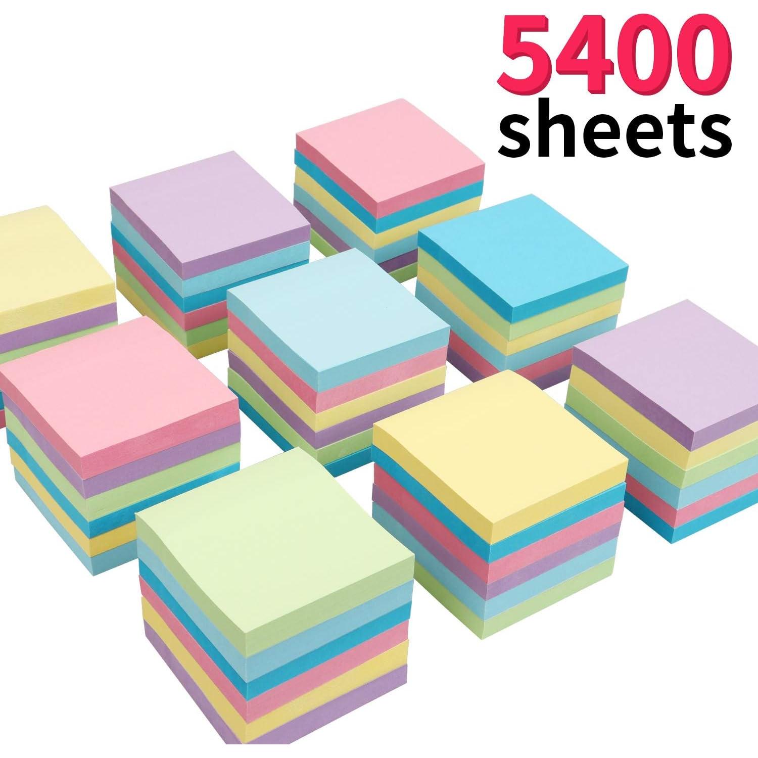 Notas Adhesivas 3x3 MyLifeUNIT - 54 Blocs, 5400 Hojas Multicolor