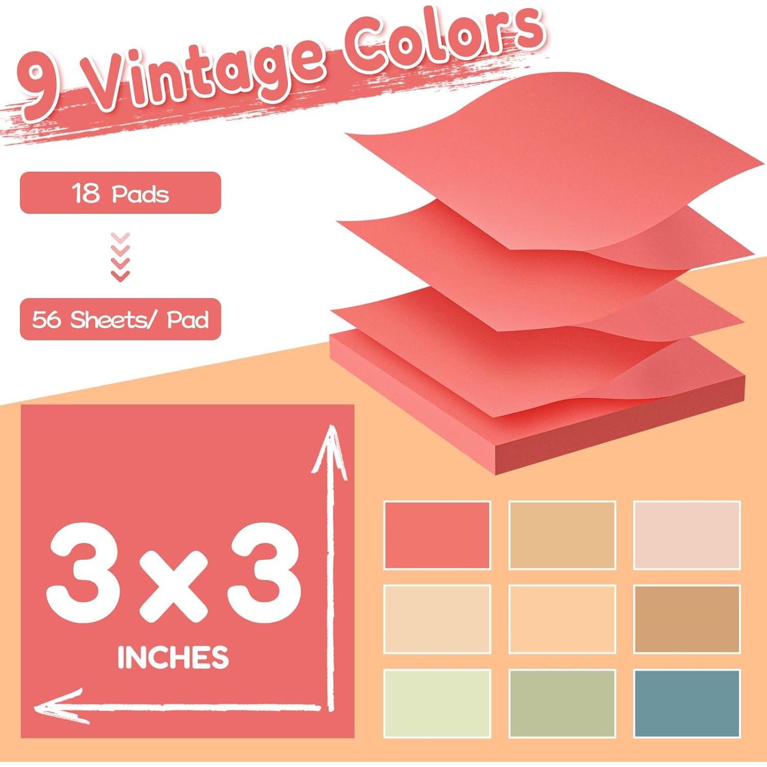 Notas Adhesivas Pop Up TKTB Vintage 3x3 cm 18 Pads Fuerte Adhesivo