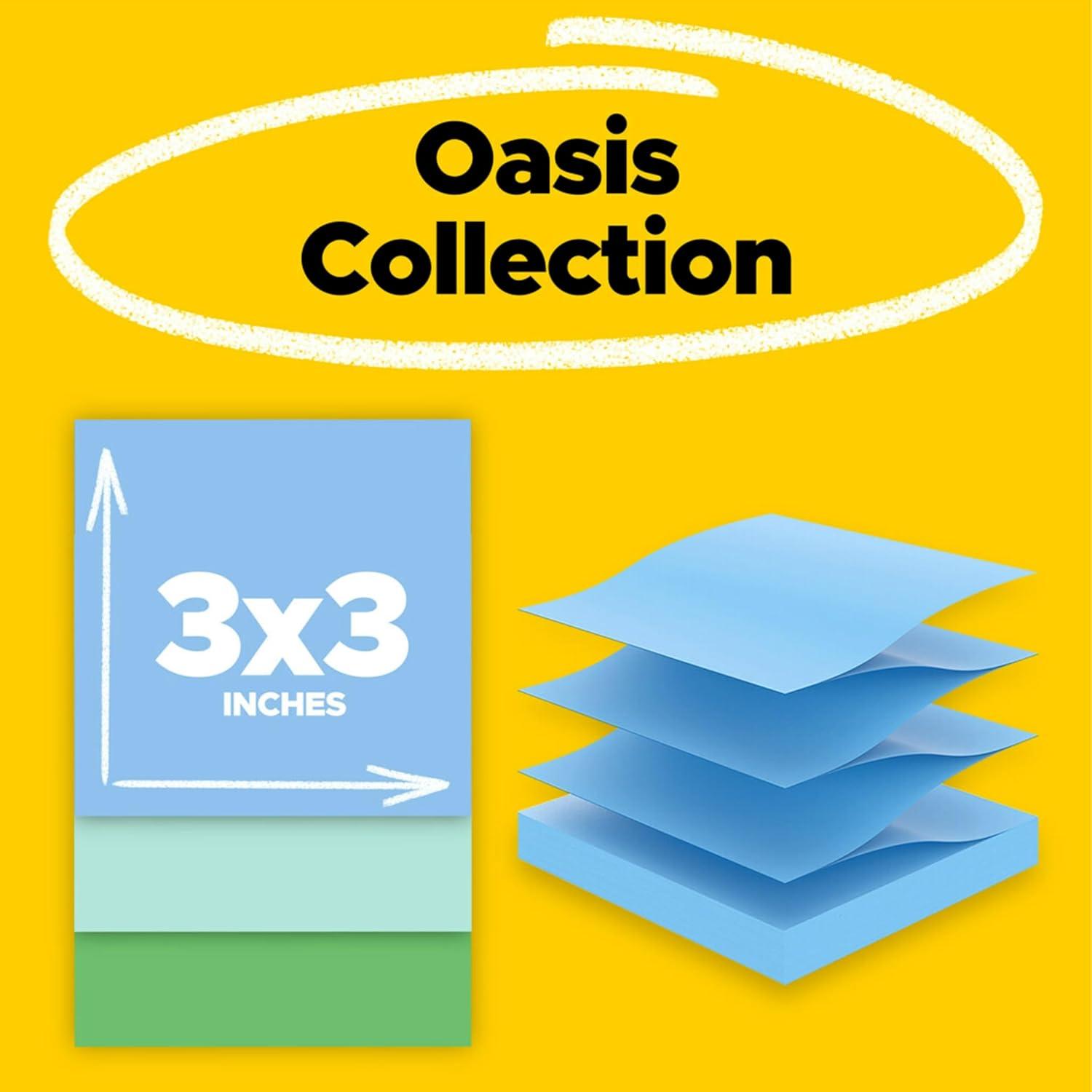 Notas Adhesivas Super Sticky Post-it Oasis 3x3" 100% Recicladas