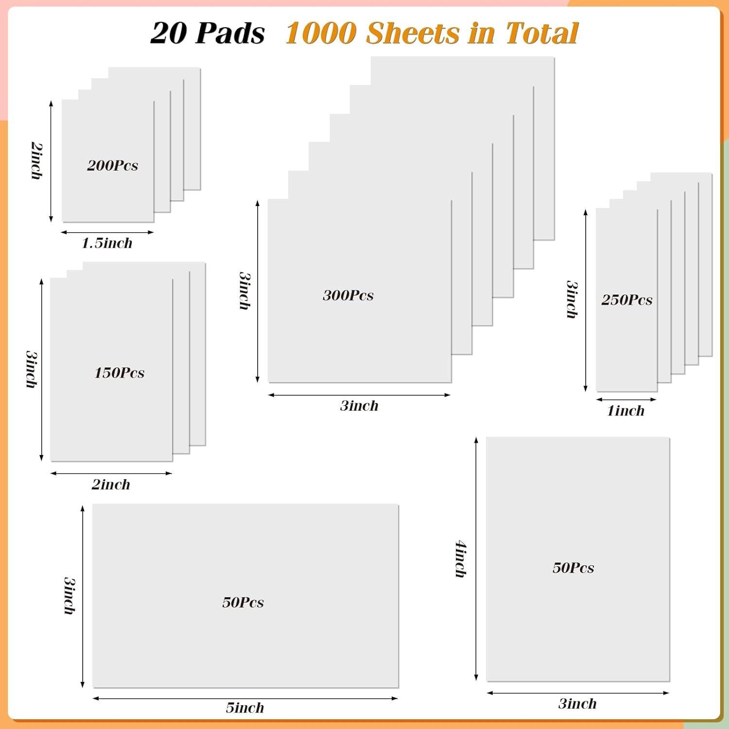 Notas Adhesivas Transparentes VITEVER 1000 Hojas 6 Tamaños