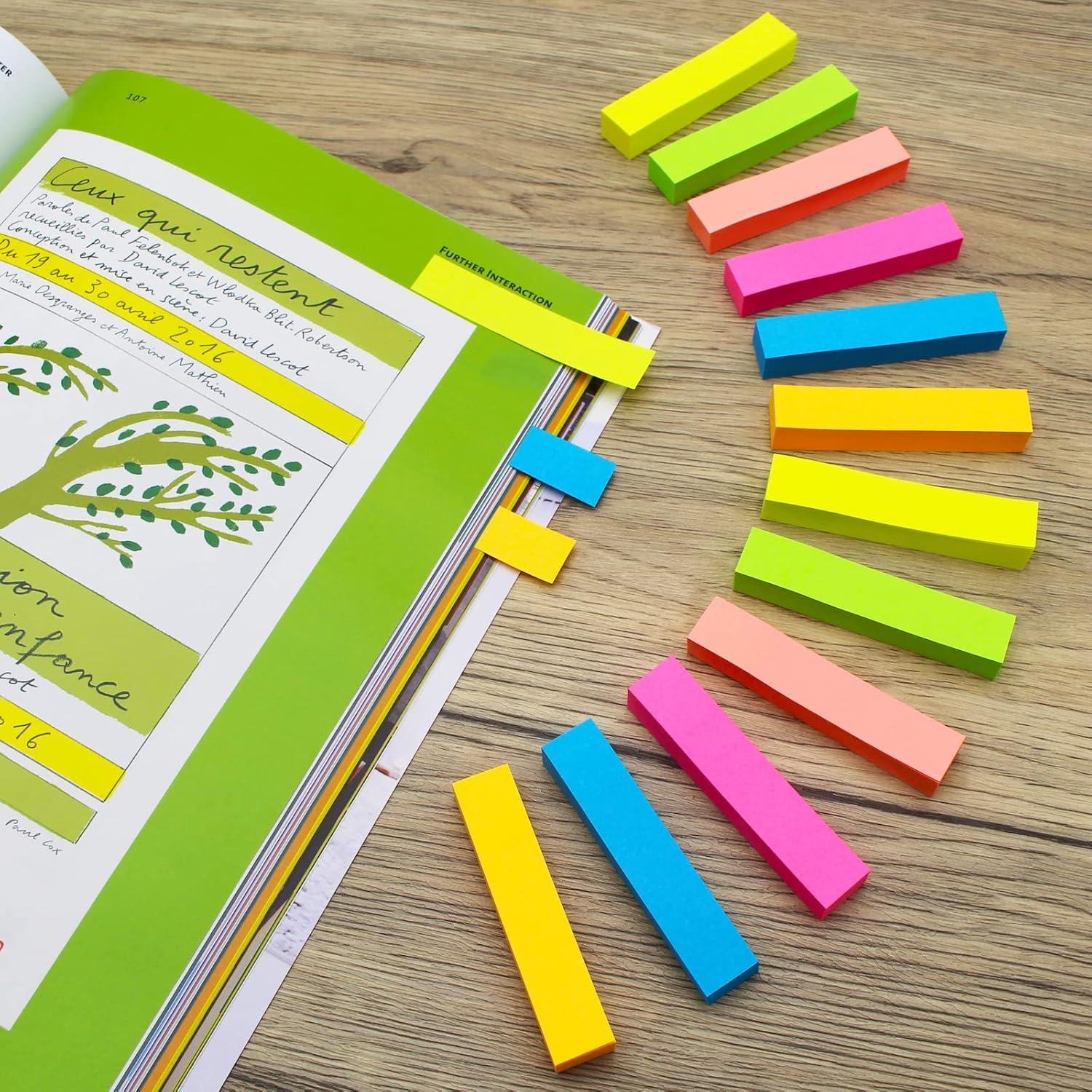 Notas Adhesivas Andoca 0.6x3 cm 1200 Hojas Colores Brillantes