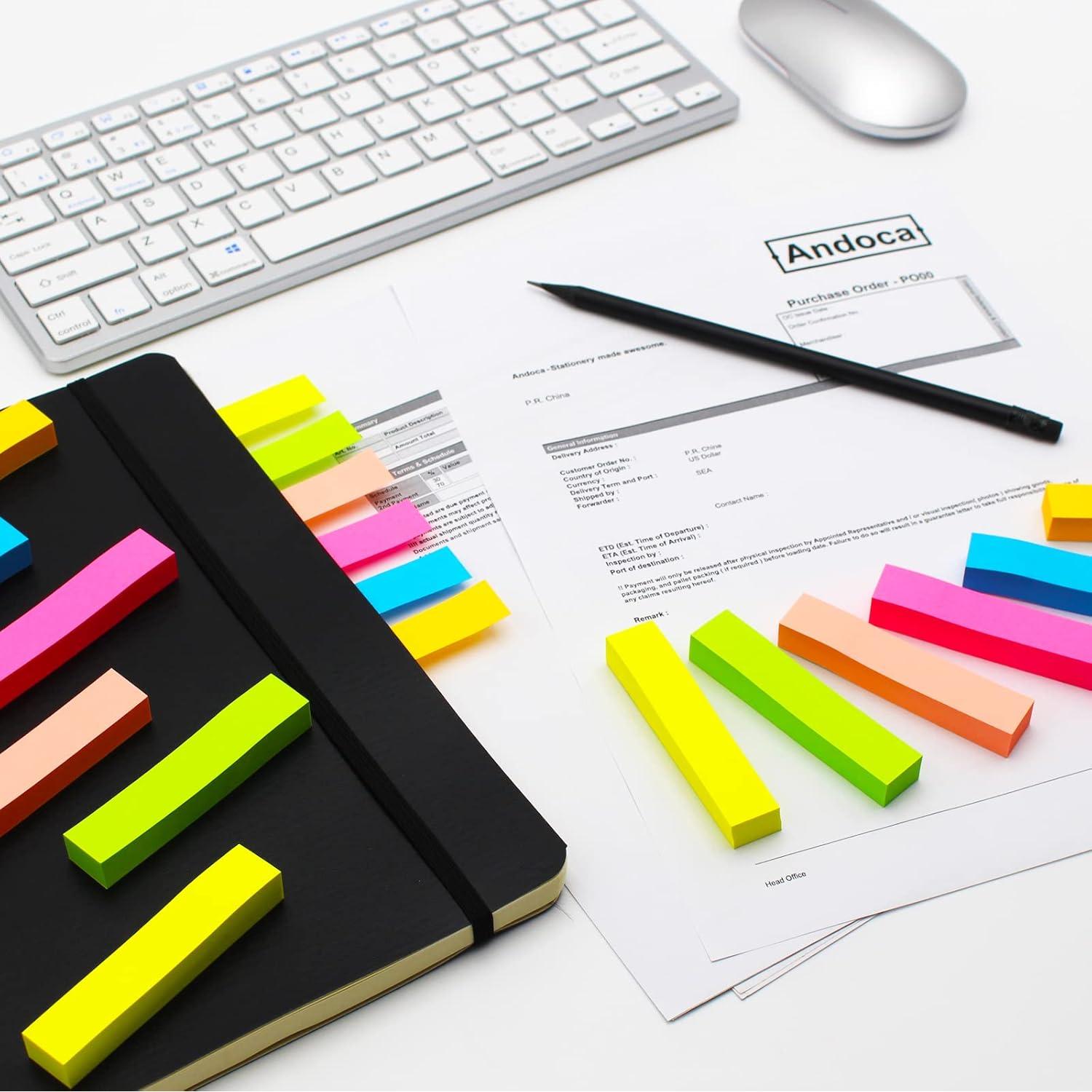 Notas Adhesivas Andoca 0.6x3 cm 1200 Hojas Colores Brillantes