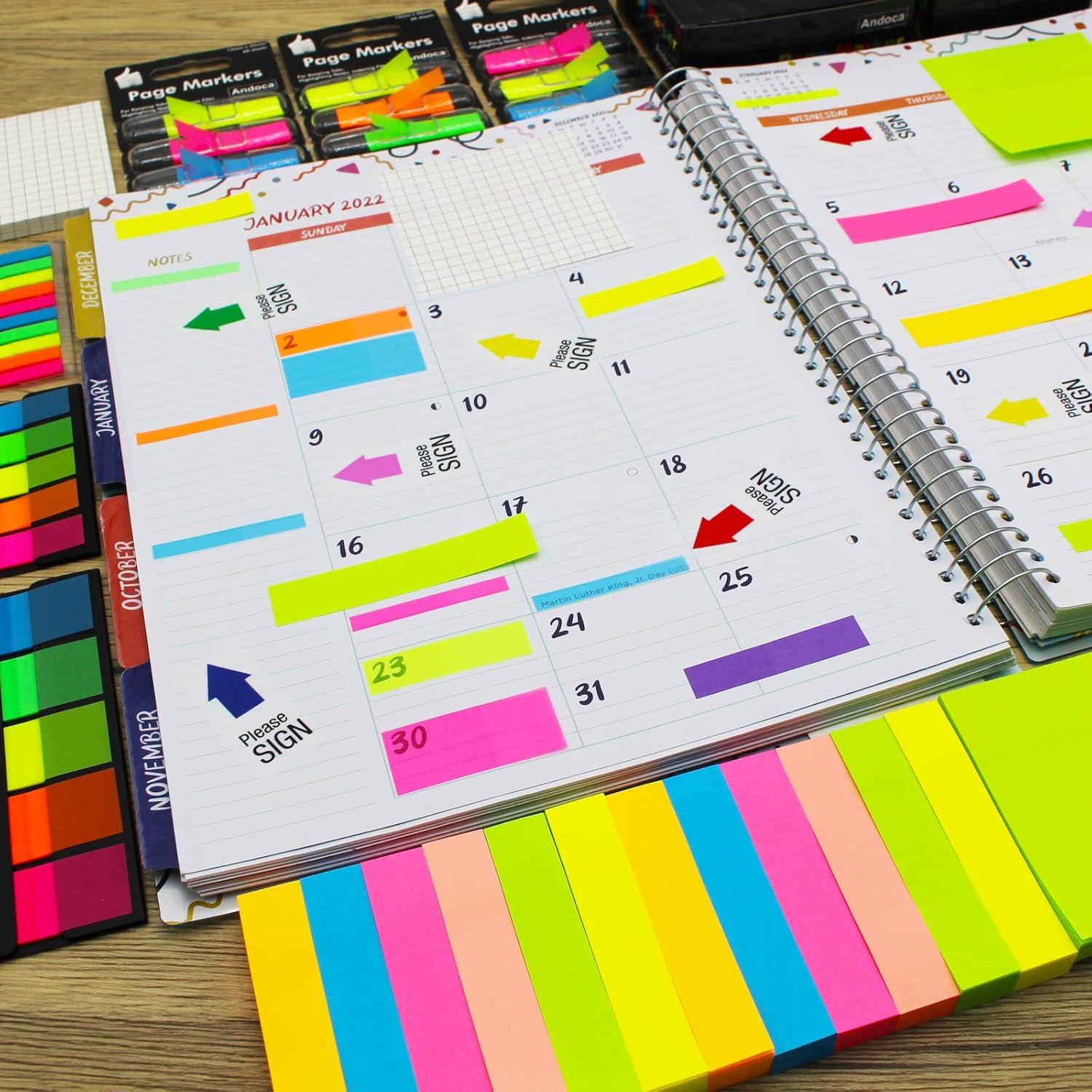 Notas Adhesivas Andoca 0.6x3 cm 1200 Hojas Colores Brillantes