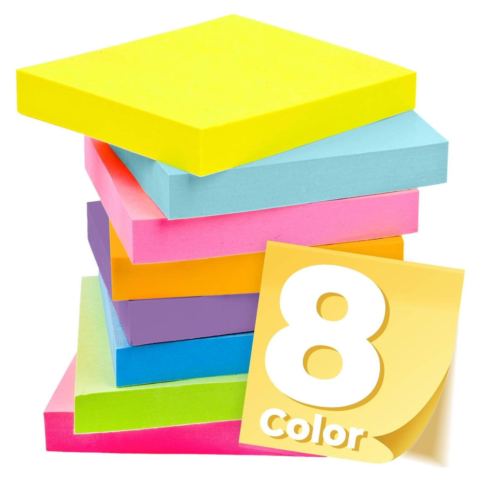 Notas Adhesivas 7.62 cm YONSEN, 8 Paquetes, 100 Hojas Cada Uno