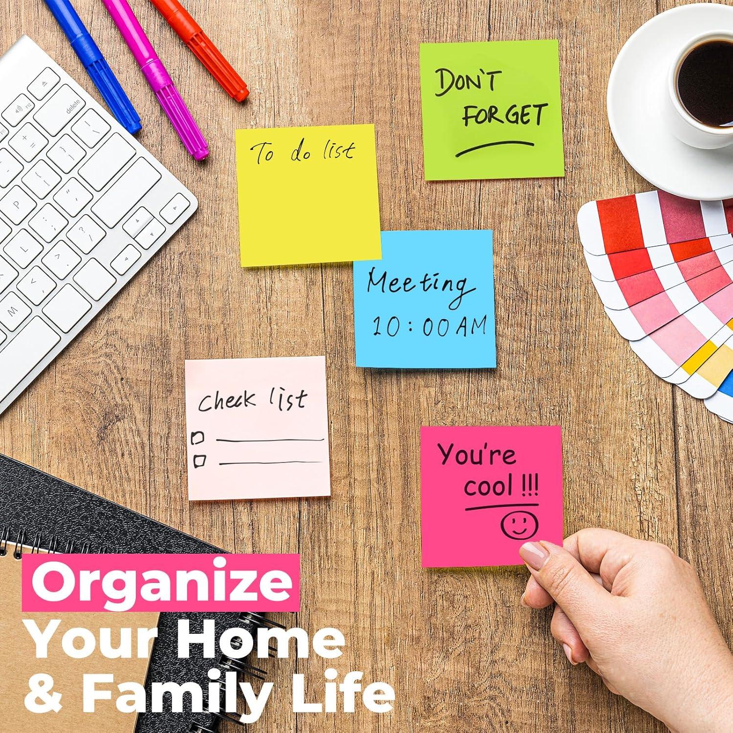 Notas Adhesivas 7.62 cm YONSEN, 8 Paquetes, 100 Hojas Cada Uno