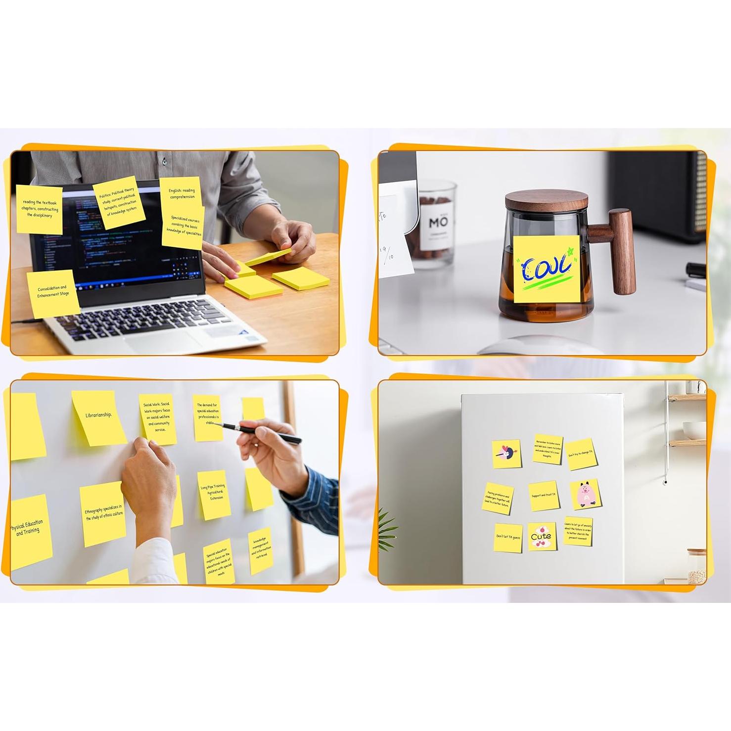 Paquete de 36 Notas Adhesivas Amarillas VIPSTAR 7.62x7.62 cm